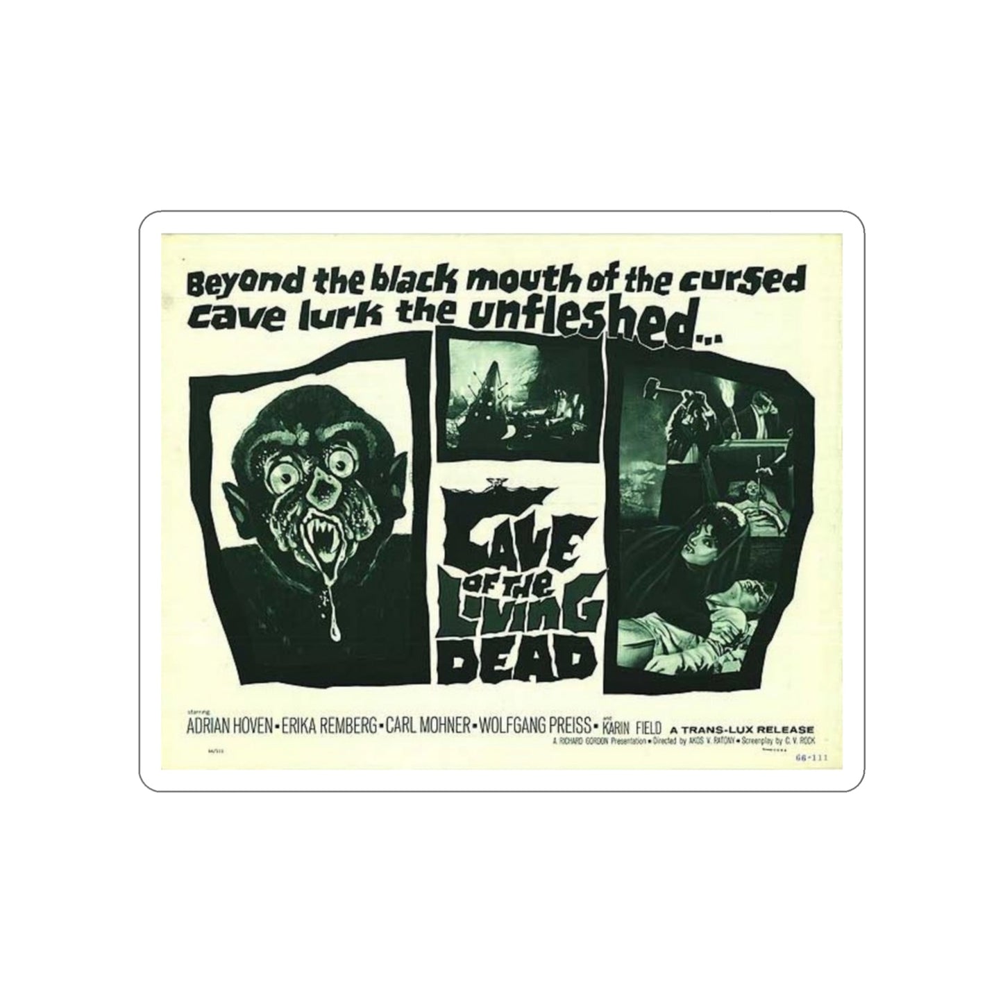 CAVE OF THE LIVING DEAD 1964 Movie Poster STICKER Vinyl Die-Cut Decal-3 Inch-The Sticker Space