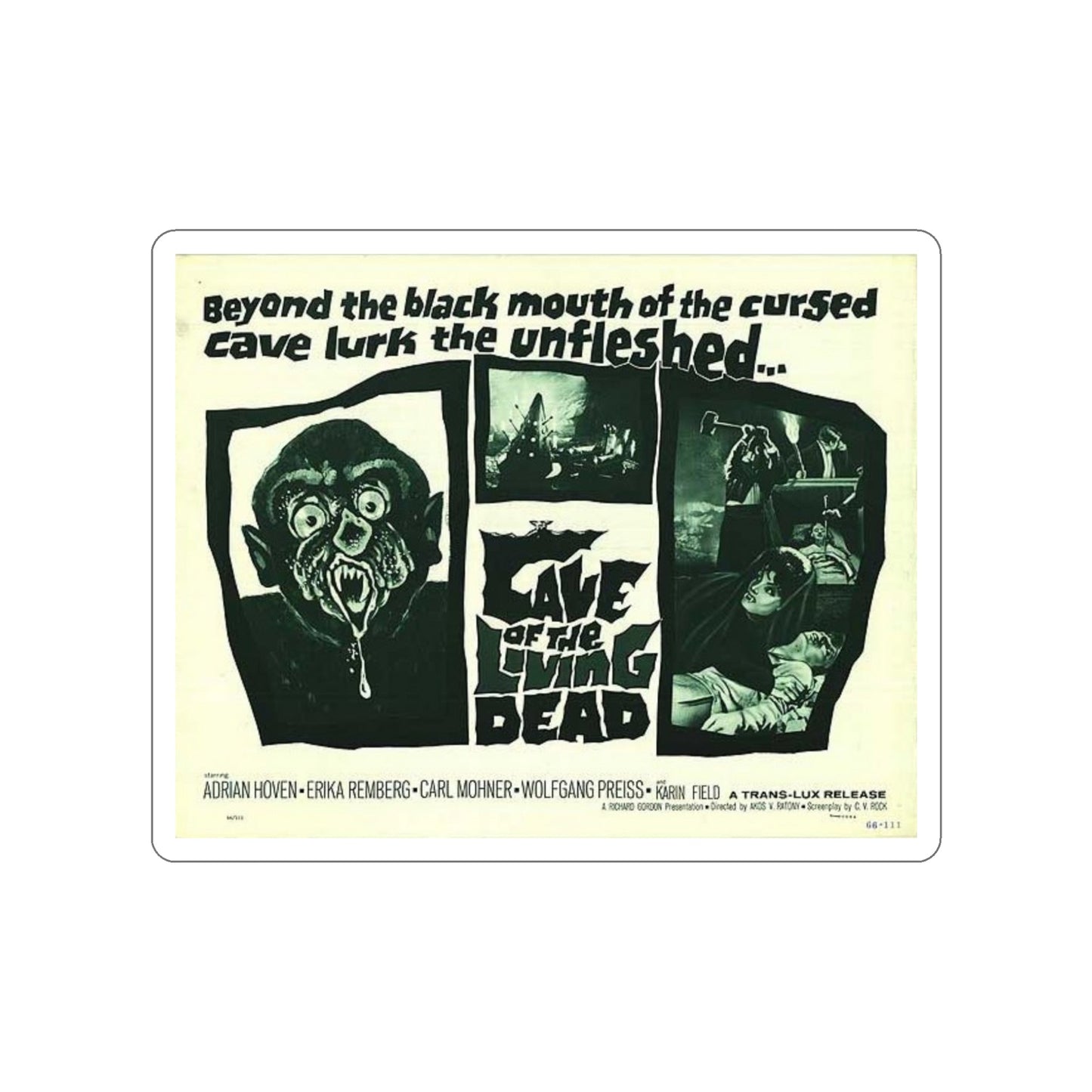 CAVE OF THE LIVING DEAD 1964 Movie Poster STICKER Vinyl Die-Cut Decal-5 Inch-The Sticker Space