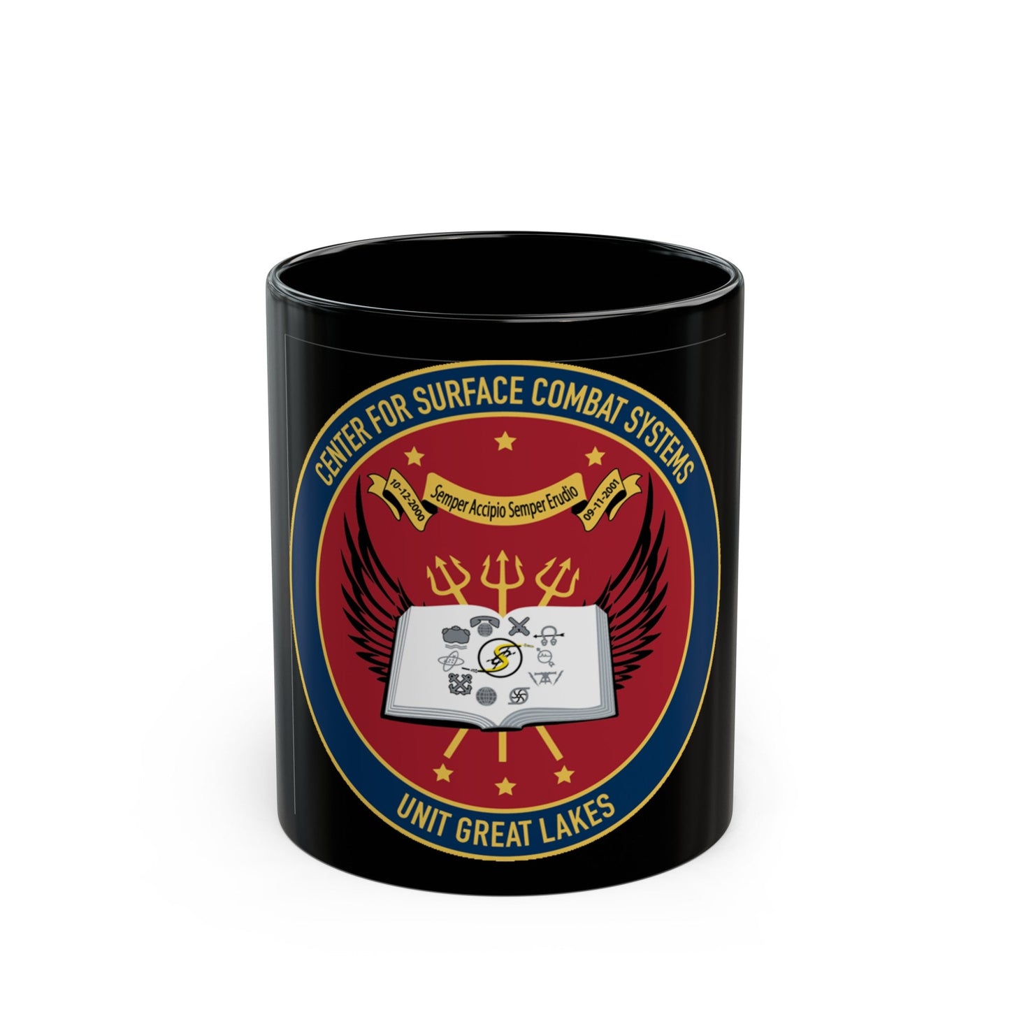 Center For Service Combat Systems Unit Great Lakes (U.S. Navy) Black Coffee Mug-11oz-The Sticker Space