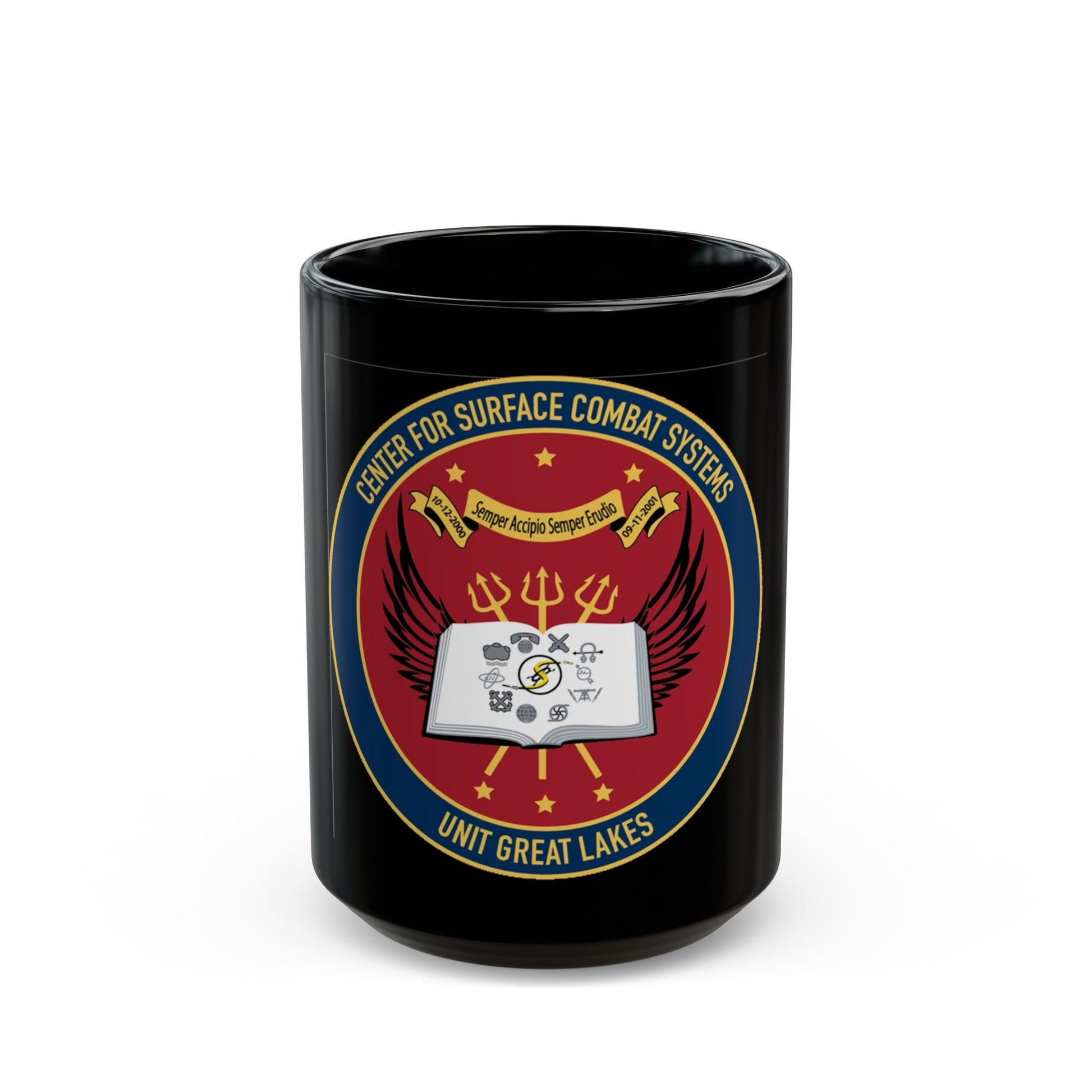 Center For Service Combat Systems Unit Great Lakes (U.S. Navy) Black Coffee Mug-15oz-The Sticker Space
