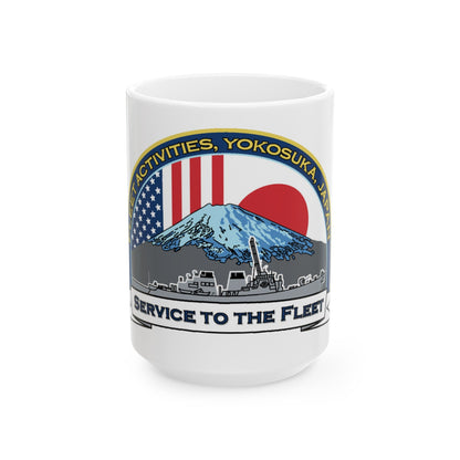 CFAY Fleet Activities Yokosuka Glass (U.S. Navy) White Coffee Mug-15oz-The Sticker Space