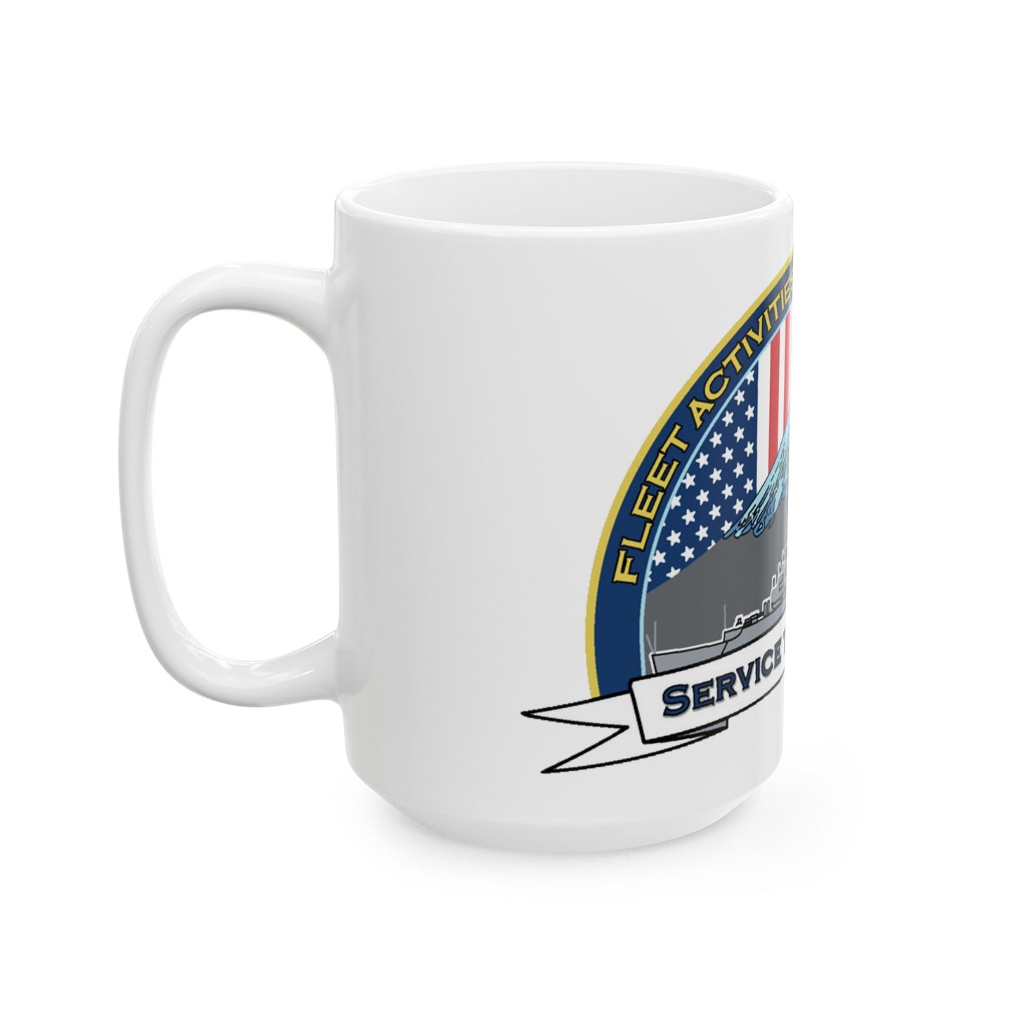 CFAY Fleet Activities Yokosuka Glass (U.S. Navy) White Coffee Mug-The Sticker Space