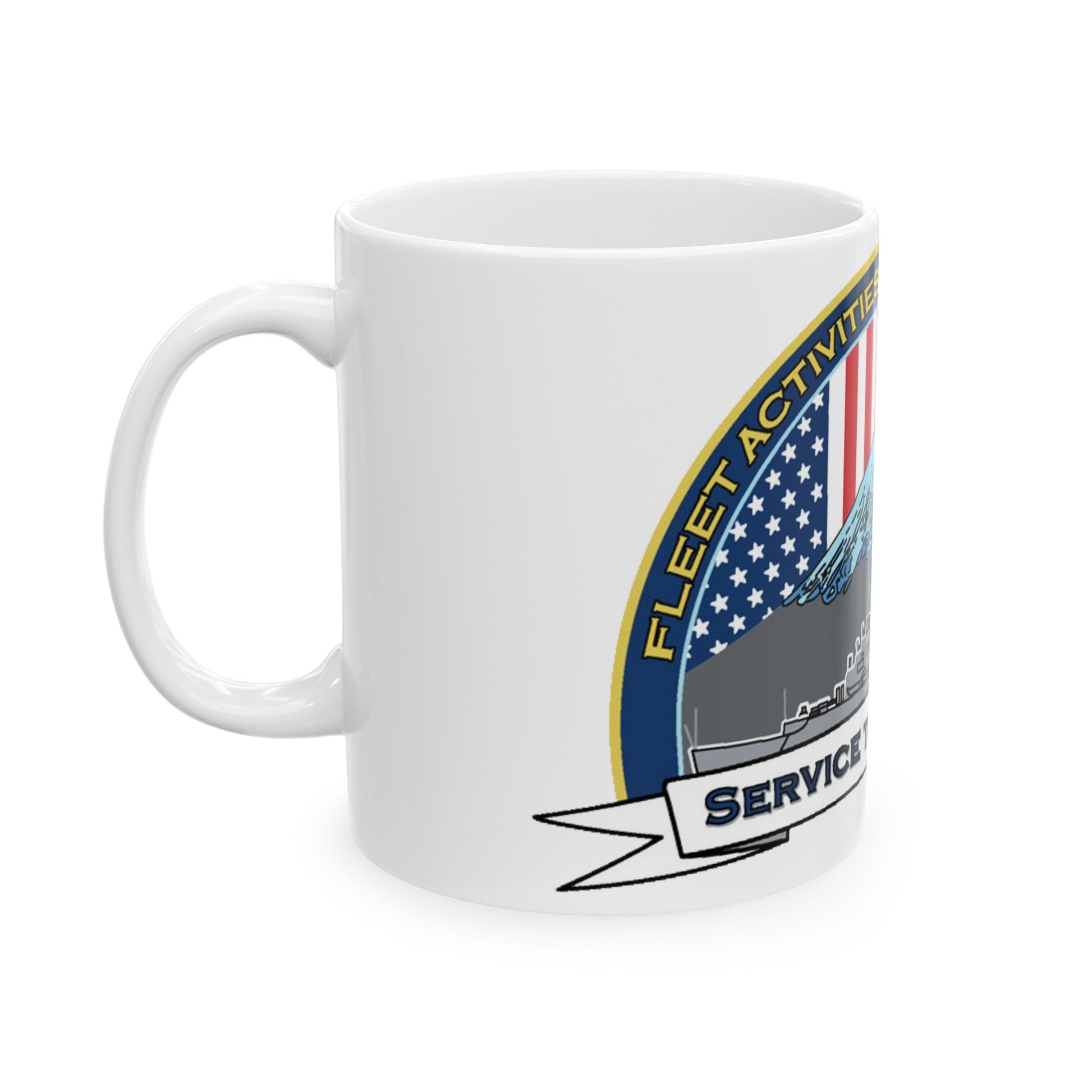CFAY Fleet Activities Yokosuka Glass (U.S. Navy) White Coffee Mug-The Sticker Space