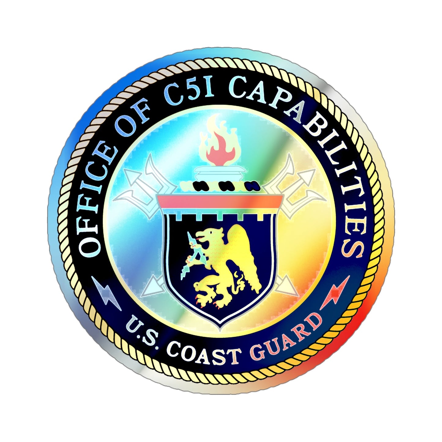 CG 761 Office of C5I Capabilities (U.S. Coast Guard) Holographic STICKER Die-Cut Vinyl Decal-4 Inch-The Sticker Space