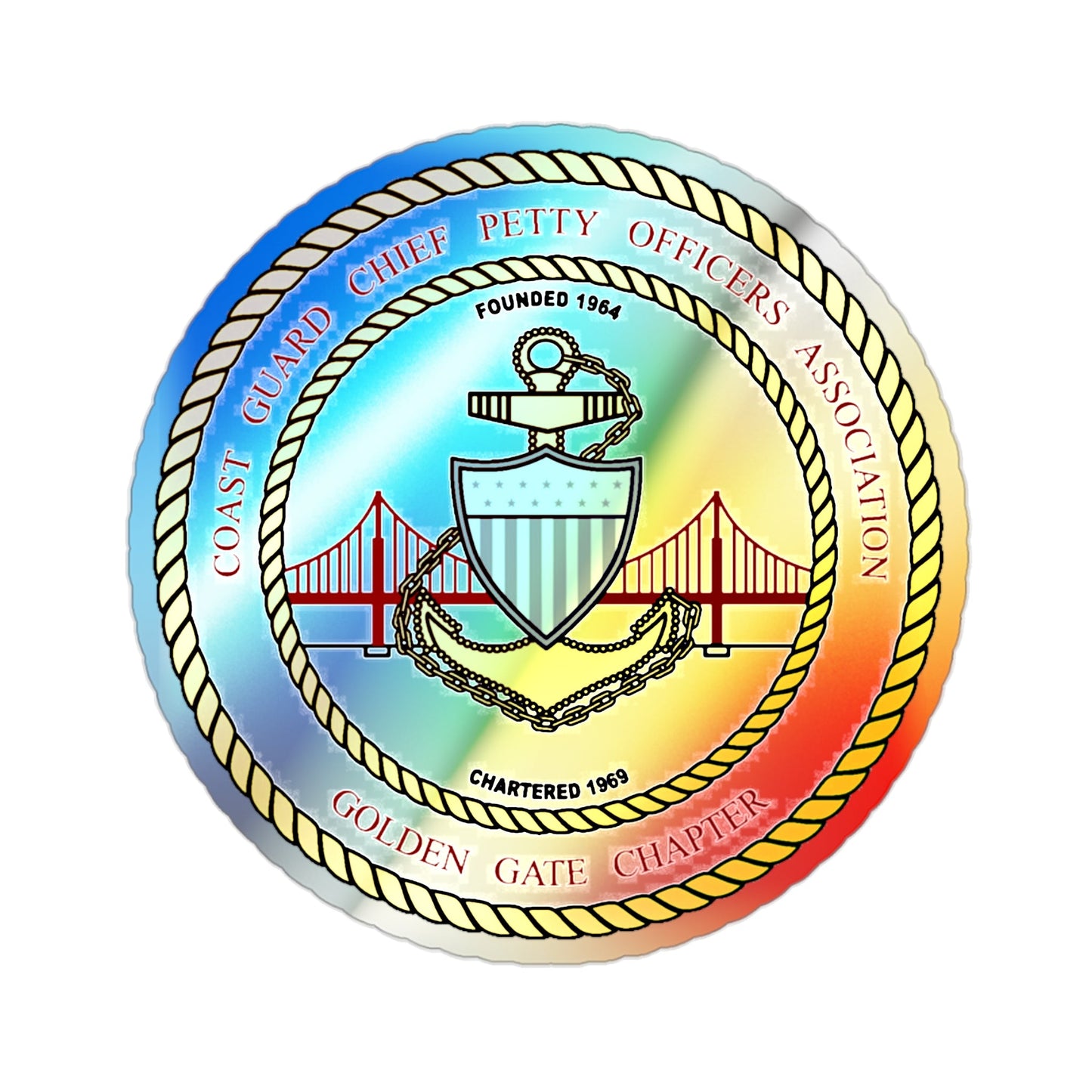 CG CPOA Golden Gate Chapter (U.S. Coast Guard) Holographic STICKER Die-Cut Vinyl Decal-2 Inch-The Sticker Space
