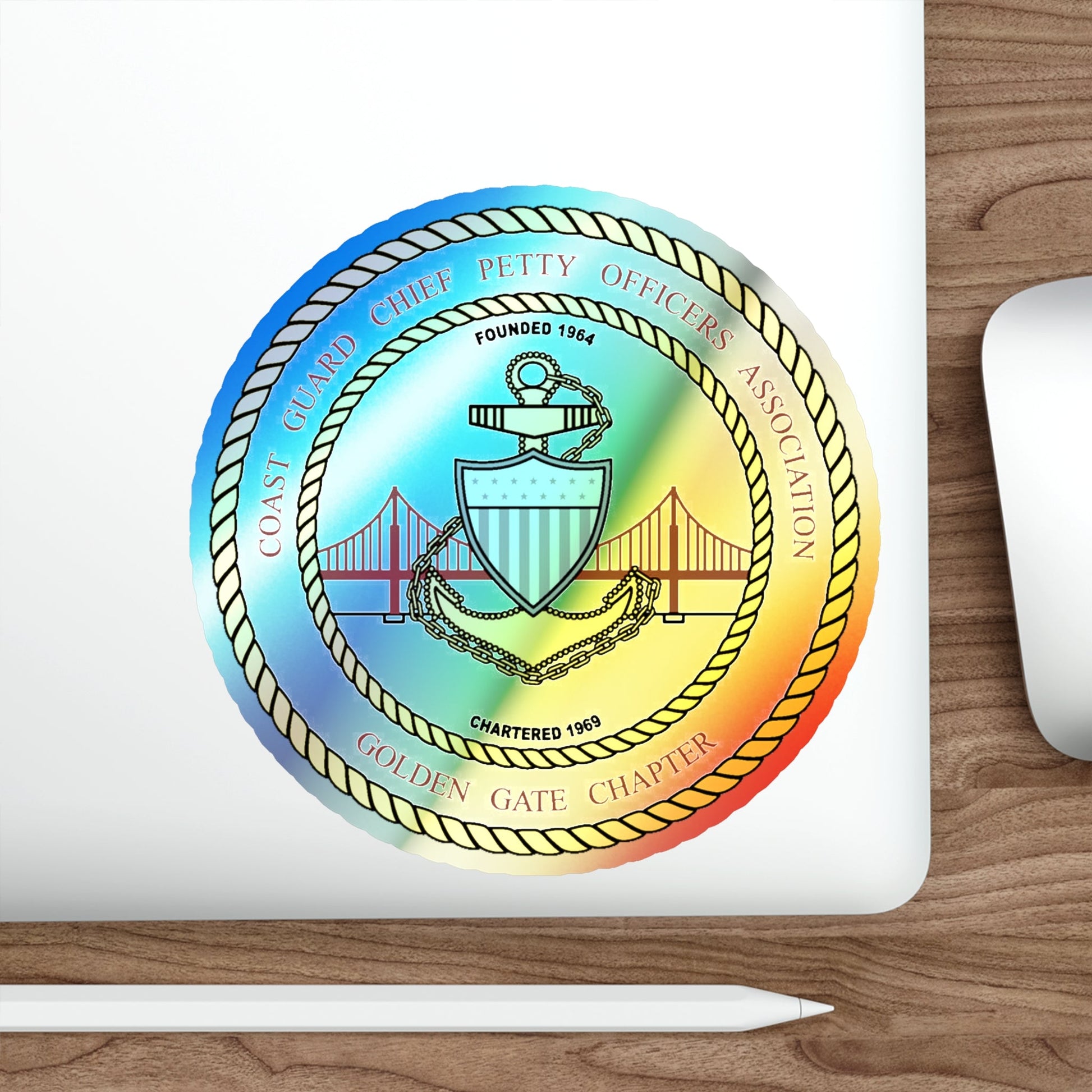 CG CPOA Golden Gate Chapter (U.S. Coast Guard) Holographic STICKER Die-Cut Vinyl Decal-The Sticker Space