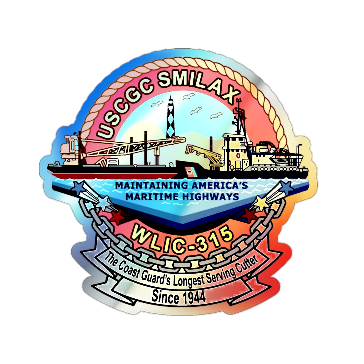 CGC Smilax WLIC 315 (U.S. Coast Guard) Holographic STICKER Die-Cut Vinyl Decal-2 Inch-The Sticker Space