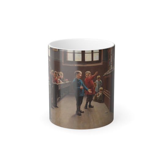 Charles Bertrand d'Entraygues (1851-1914) Concert in the Classroom - Oil on Canvas - Color Changing Mug 11oz-11oz-The Sticker Space