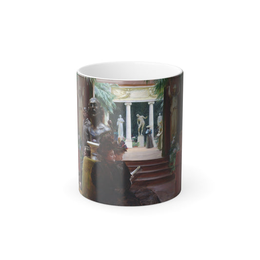Charles Courtney Curran (1861-1942) At the Sculpture Exhibition - Oil on canvas 1895 - Color Changing Mug 11oz-11oz-The Sticker Space