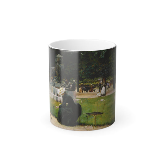 Charles Courtney Curran (1861-1942) In the Luxembourg (Garden) - Oil on Panel 1889 - Color Changing Mug 11oz-11oz-The Sticker Space