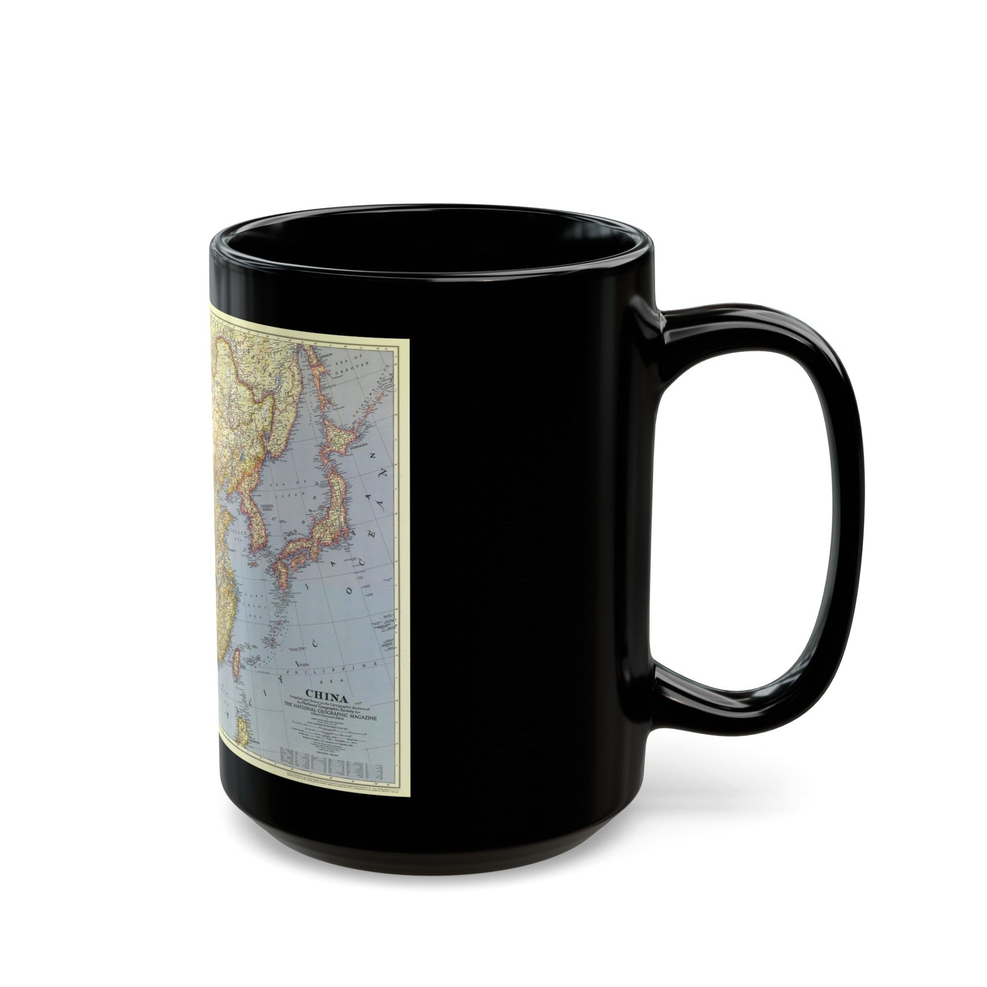 China (1945) (Map) Black Coffee Mug-The Sticker Space