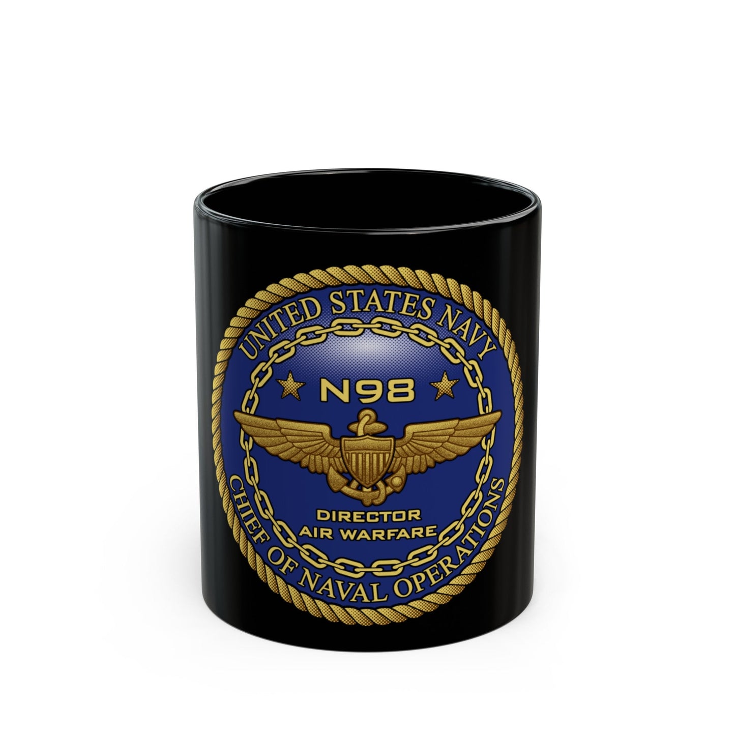 CNO Chief of Naval Operations N98 Dir Air Warfa (U.S. Navy) Black Coffee Mug-11oz-The Sticker Space