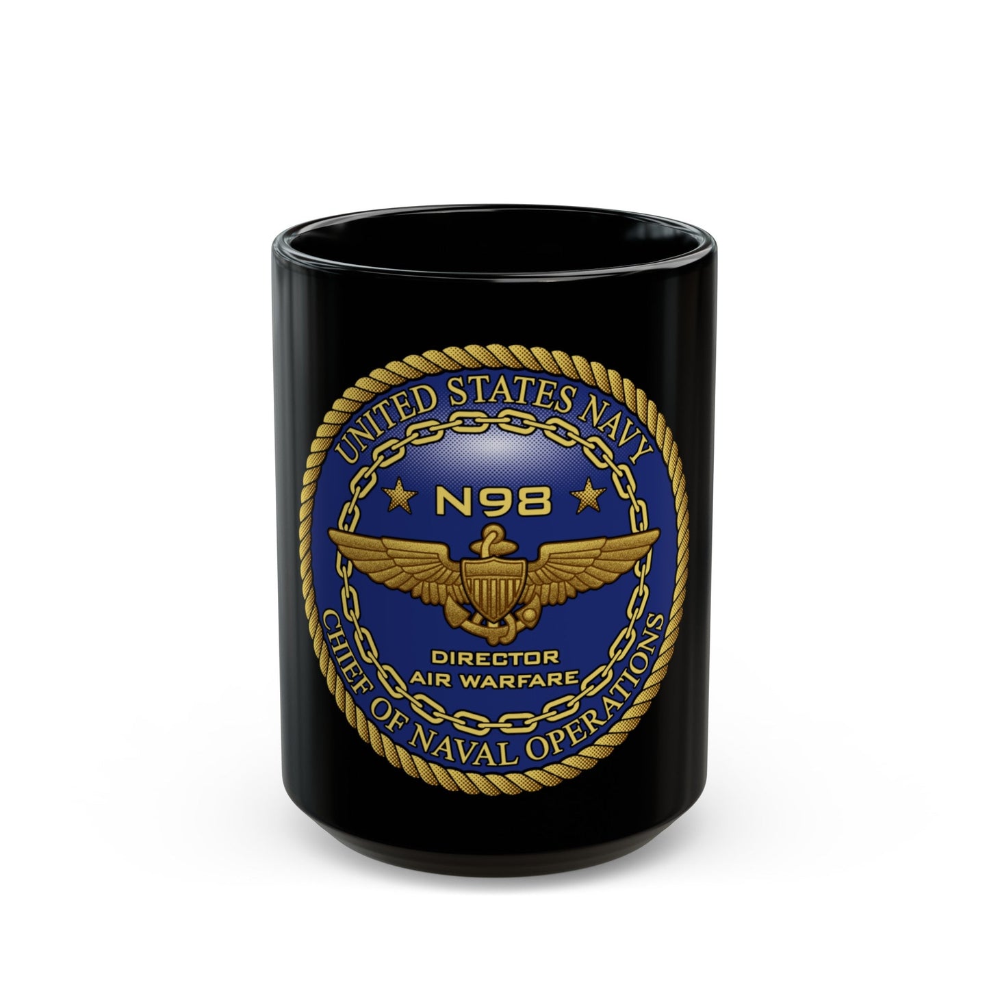 CNO Chief of Naval Operations N98 Dir Air Warfa (U.S. Navy) Black Coffee Mug-15oz-The Sticker Space