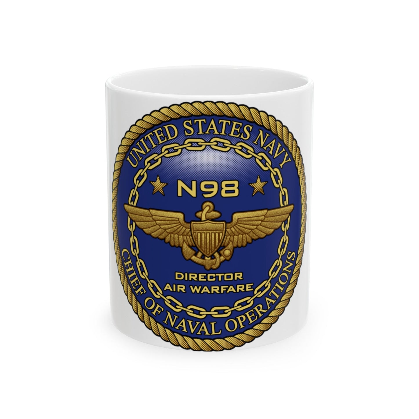 CNO Chief of Naval Operations N98 Dir Air Warfa (U.S. Navy) White Coffee Mug-11oz-The Sticker Space
