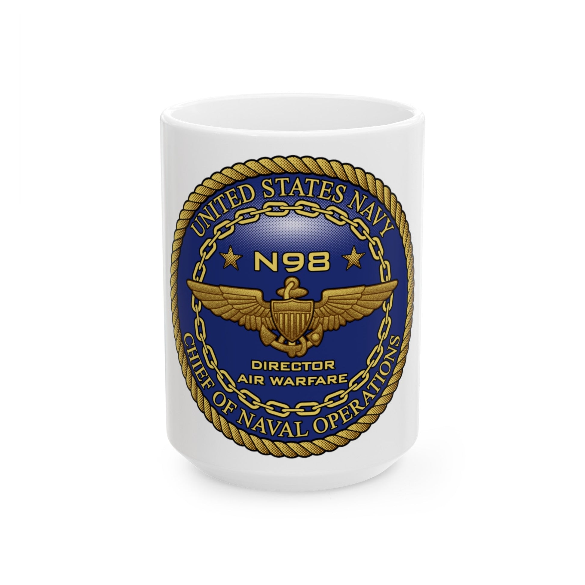 CNO Chief of Naval Operations N98 Dir Air Warfa (U.S. Navy) White Coffee Mug-15oz-The Sticker Space