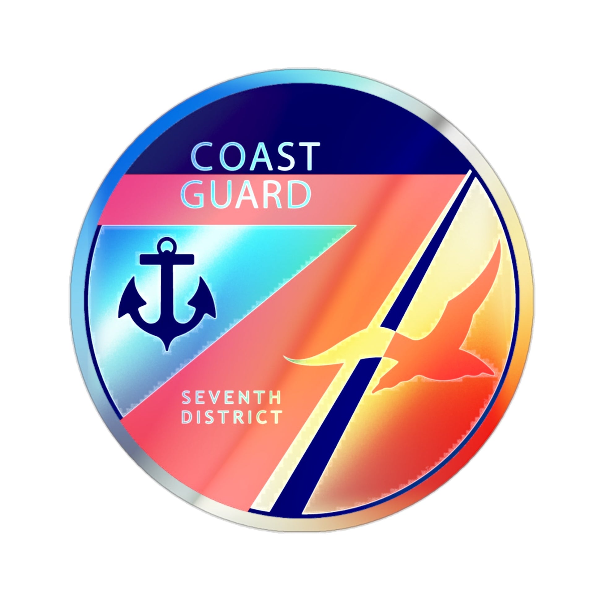 Coast Guard Seventh District (U.S. Coast Guard) Holographic STICKER Die-Cut Vinyl Decal-2 Inch-The Sticker Space