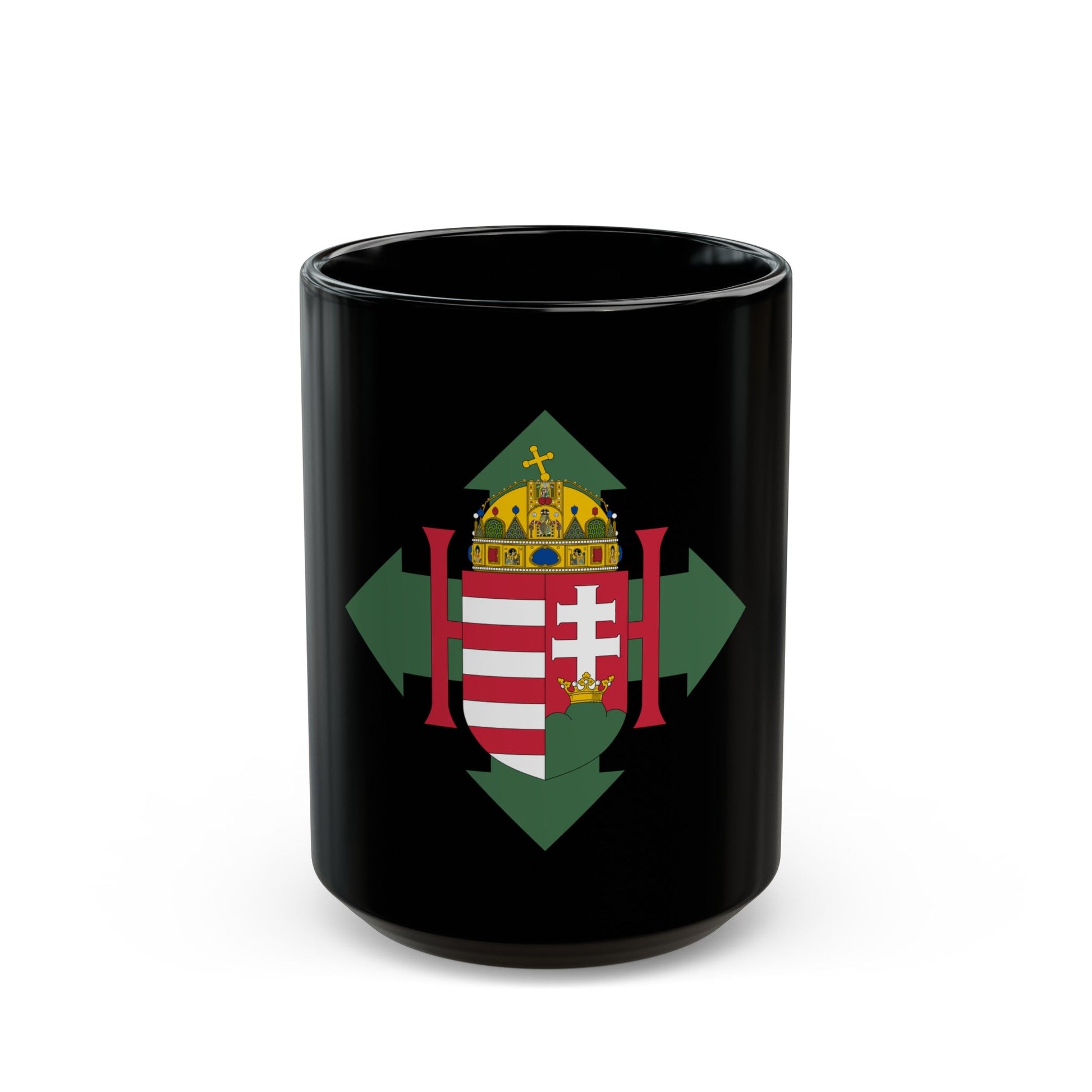 Coat of arms of Hungary (1945) - Black Coffee Mug-15oz-The Sticker Space