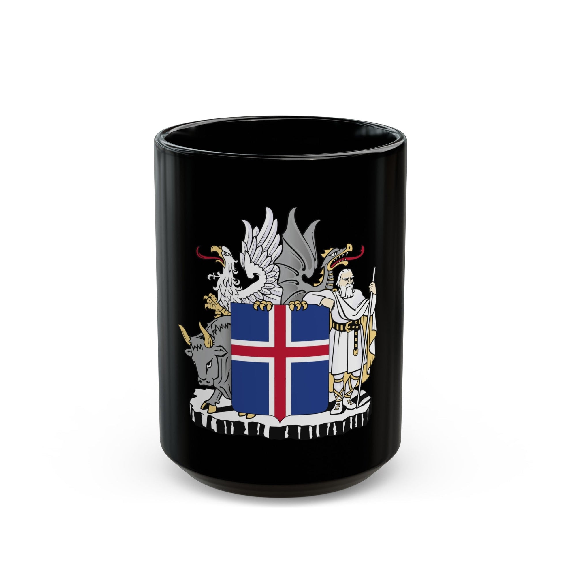 Coat of arms of Iceland - Black Coffee Mug-15oz-The Sticker Space