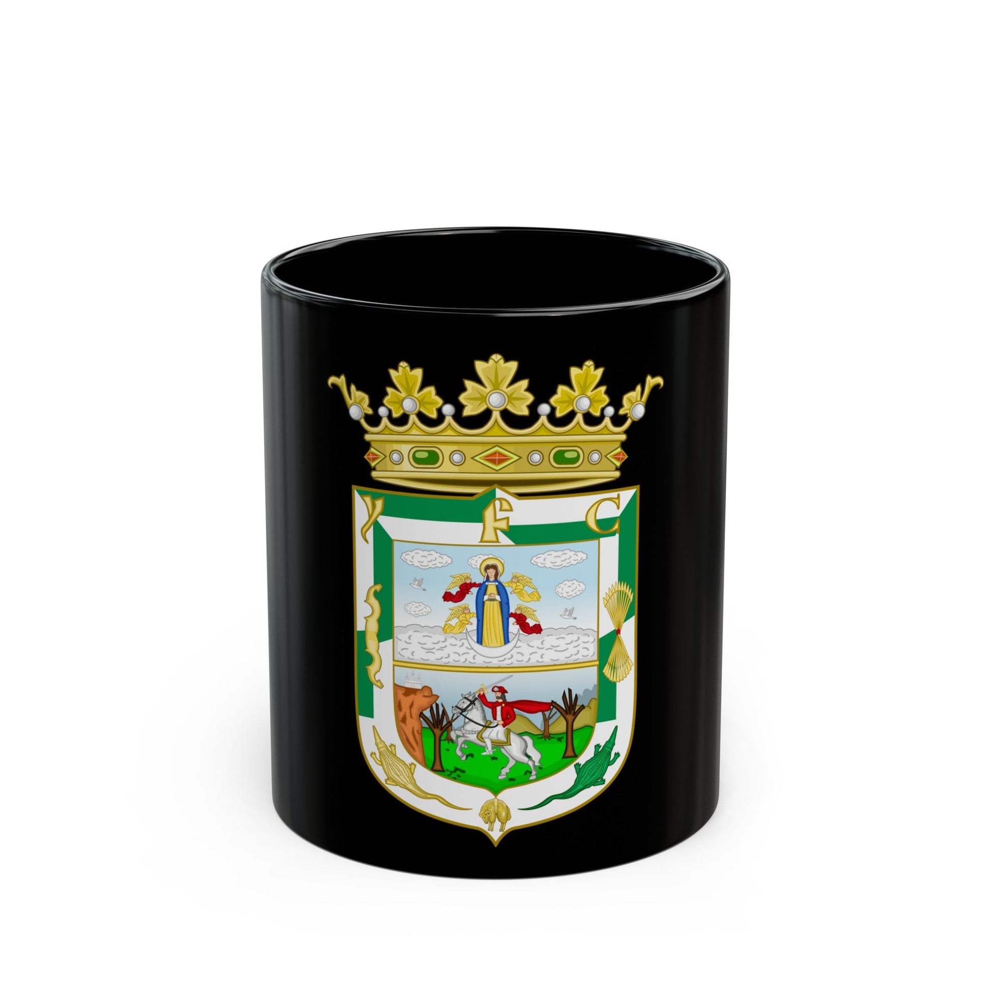 Coat of Arms of Isla Fernandina (Cuba) - Black Coffee Mug-11oz-The Sticker Space