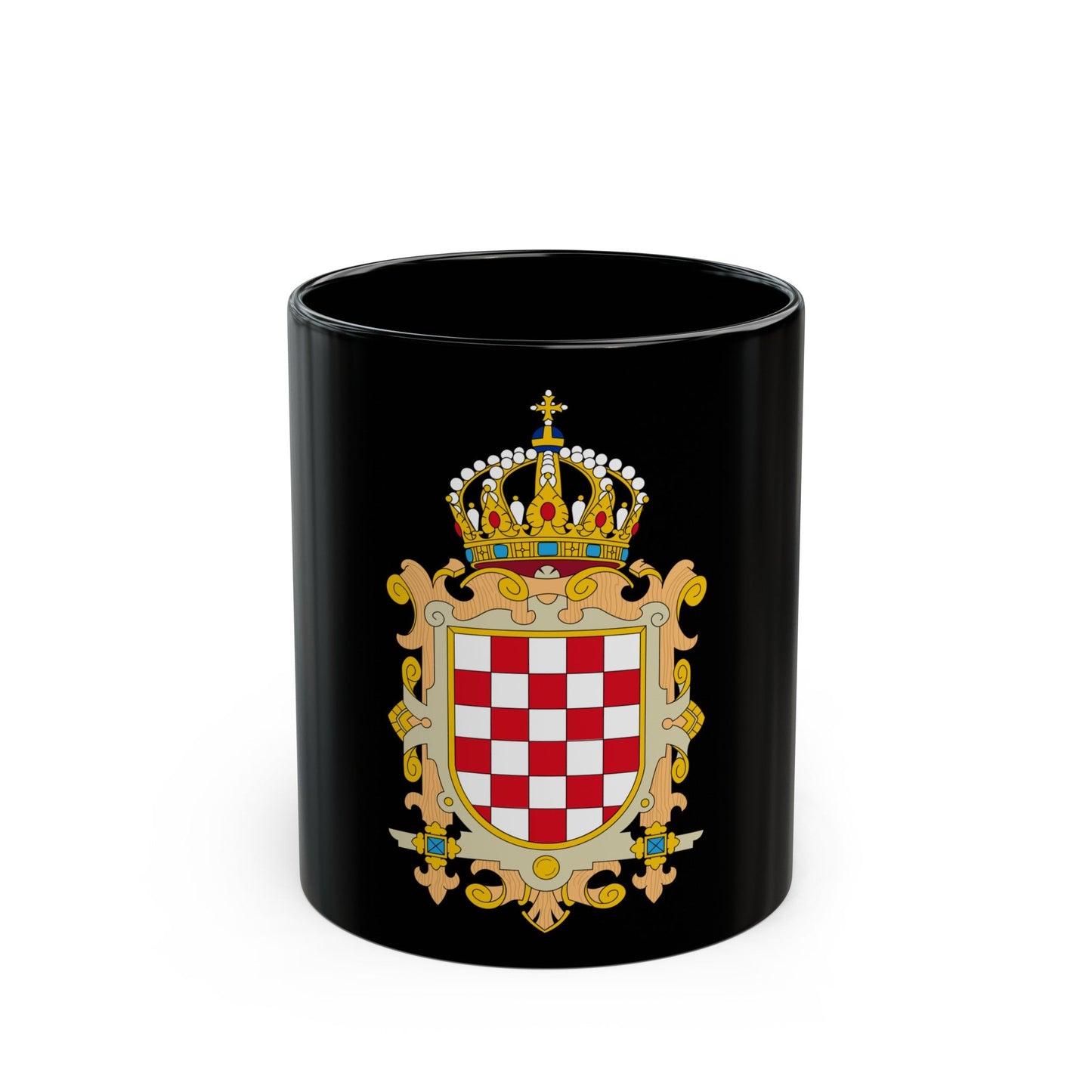Coat of Arms of Kingdom of Croatia - Black Coffee Mug-11oz-The Sticker Space