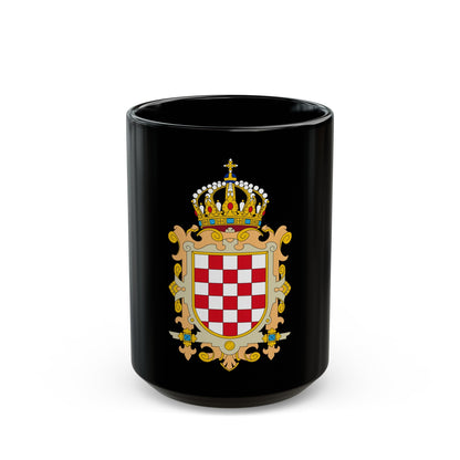 Coat of Arms of Kingdom of Croatia - Black Coffee Mug-15oz-The Sticker Space