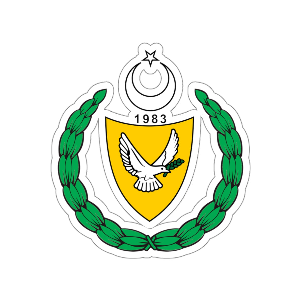 Coat of arms of the Turkish Republic of Northern Cyprus (1983-2007) STICKER Vinyl Die-Cut Decal-White-The Sticker Space