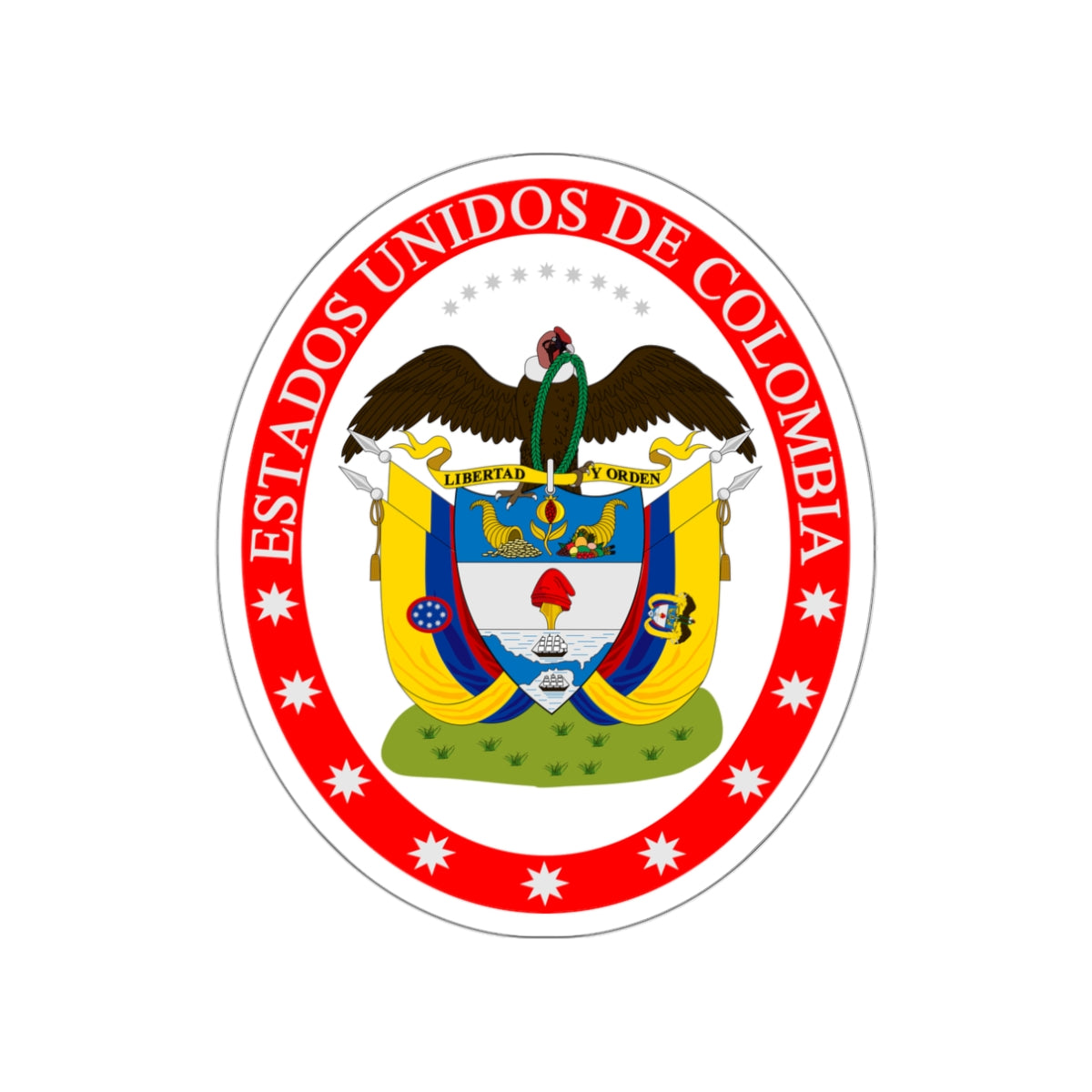 Coat of arms of the United States of Colombia STICKER Vinyl Die-Cut Decal-White-The Sticker Space