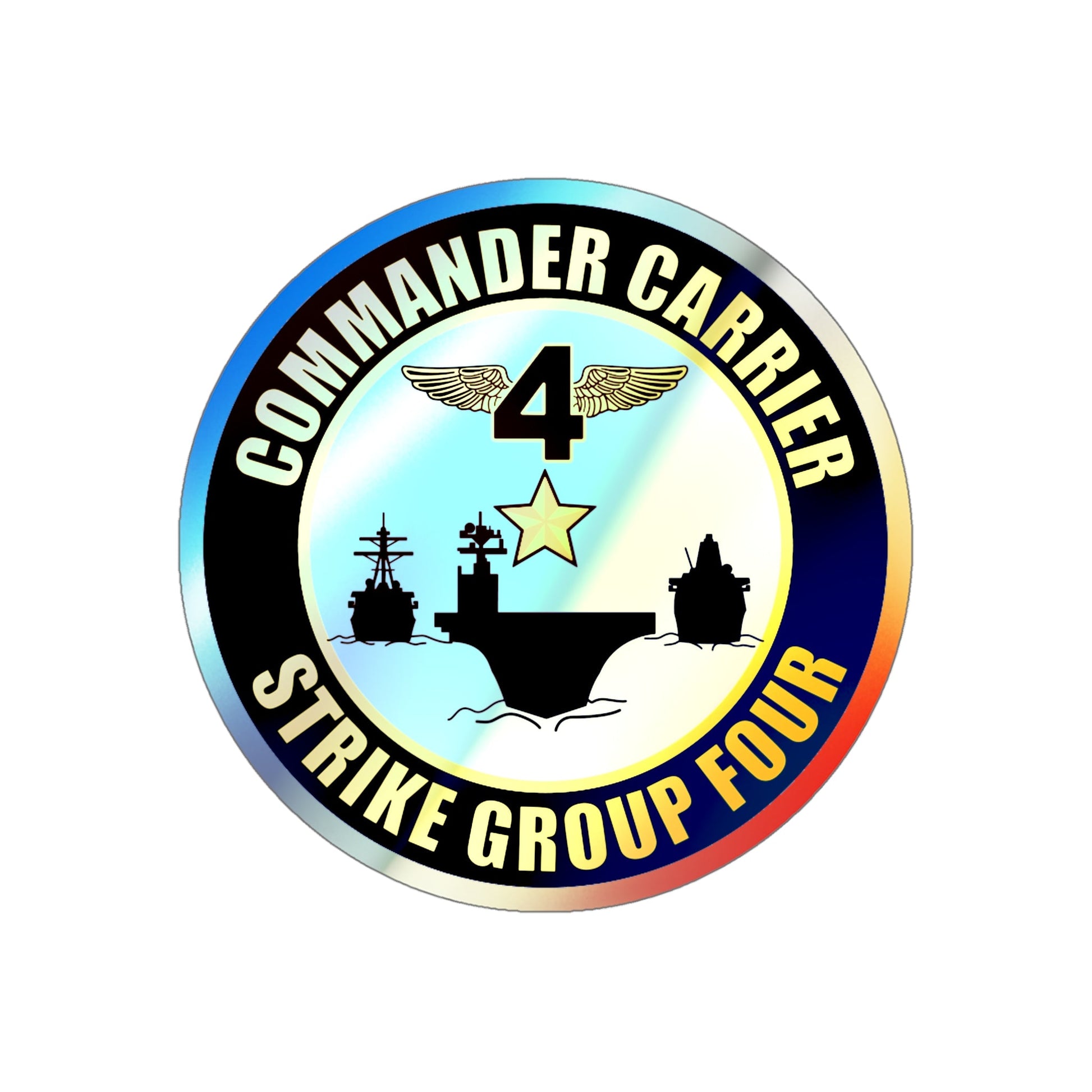 Command Carriers Strike Group 4 (U.S. Navy) Holographic STICKER Die-Cut Vinyl Decal-5 Inch-The Sticker Space