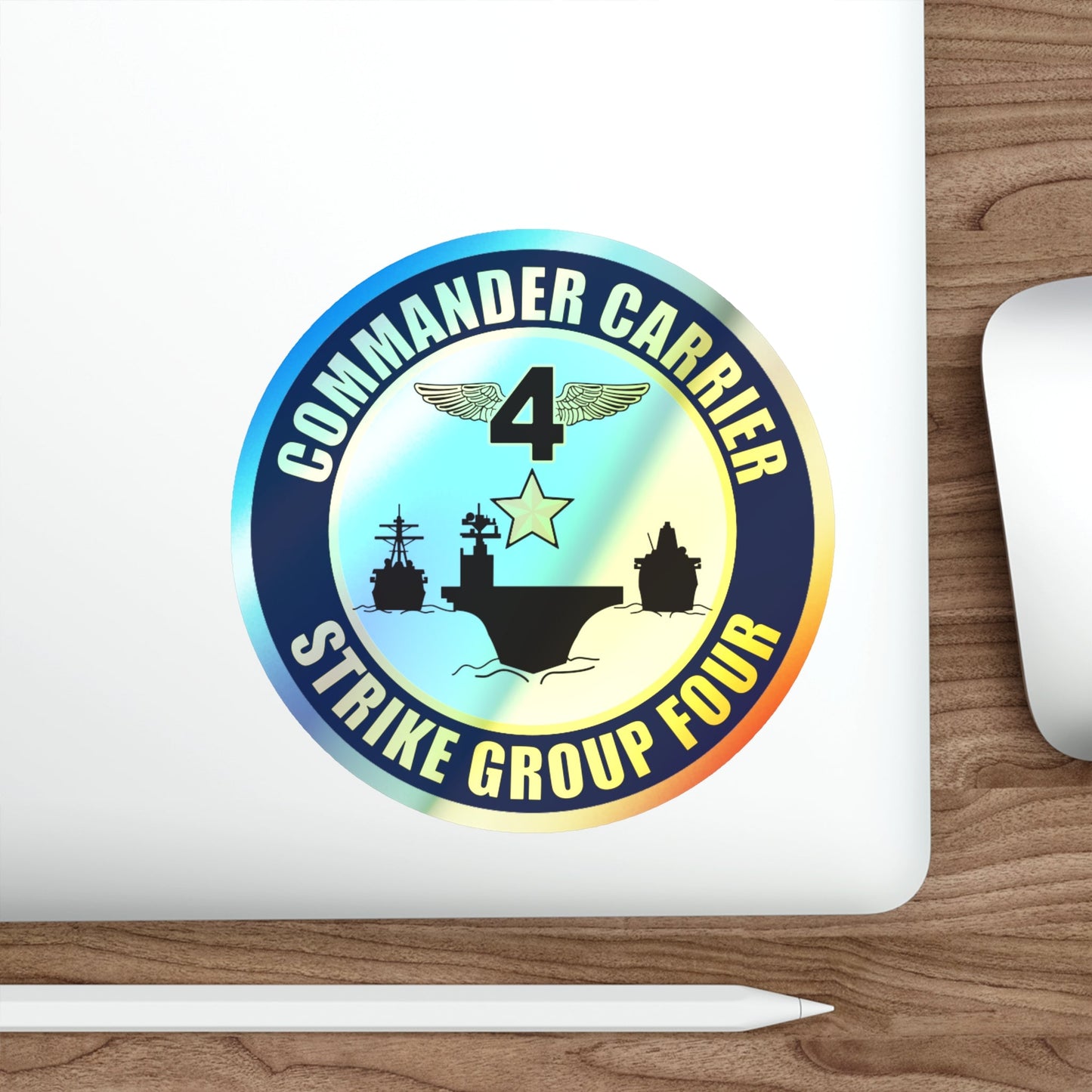 Command Carriers Strike Group 4 (U.S. Navy) Holographic STICKER Die-Cut Vinyl Decal-The Sticker Space