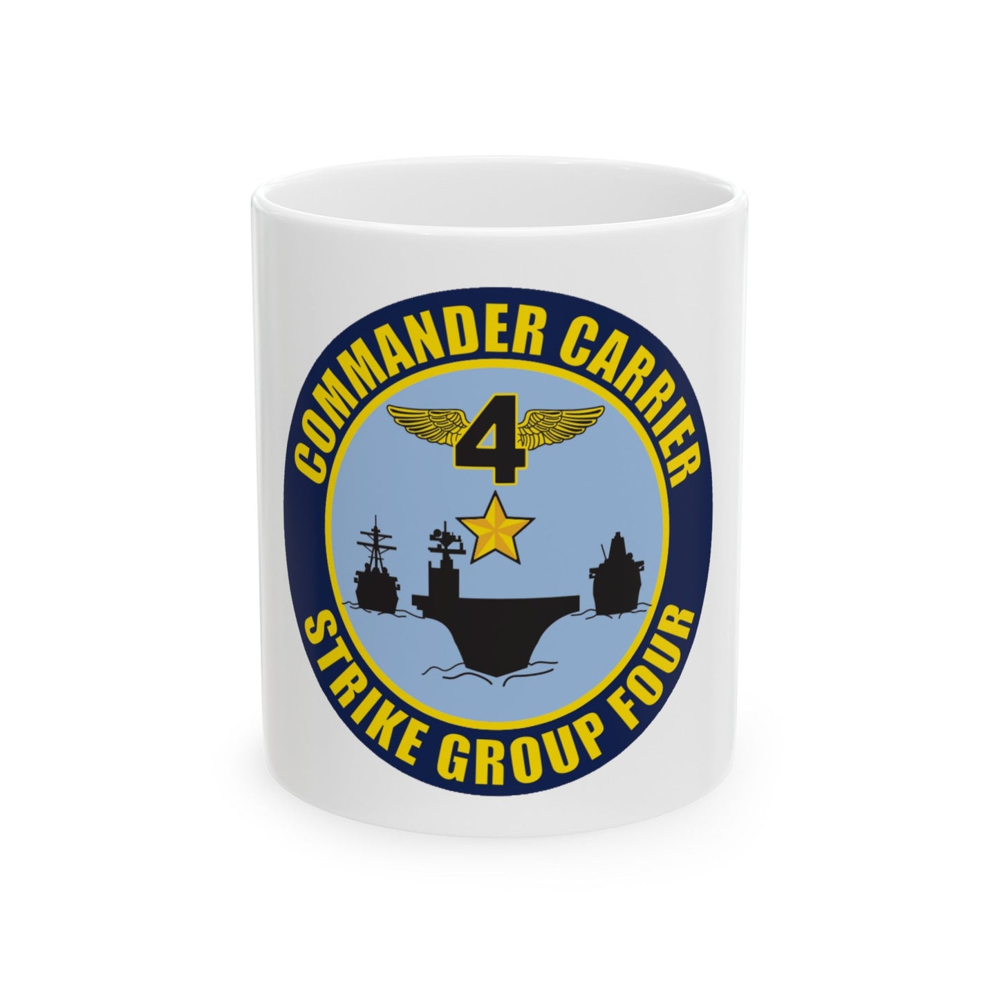 Command Carriers Strike Group 4 (U.S. Navy) White Coffee Mug-11oz-The Sticker Space