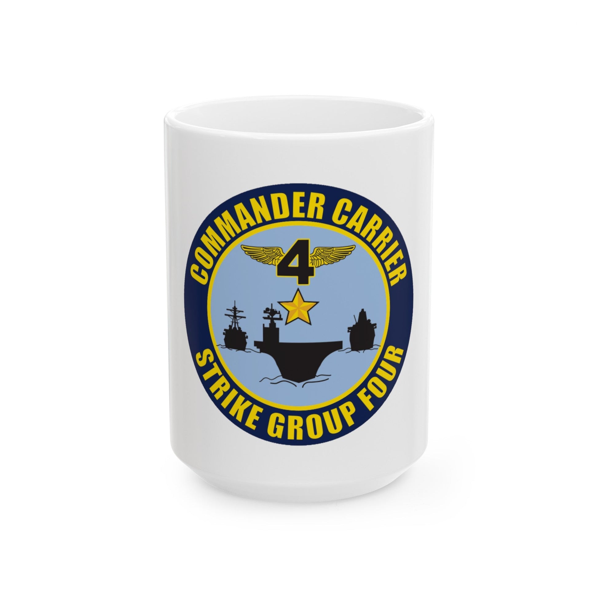 Command Carriers Strike Group 4 (U.S. Navy) White Coffee Mug-15oz-The Sticker Space