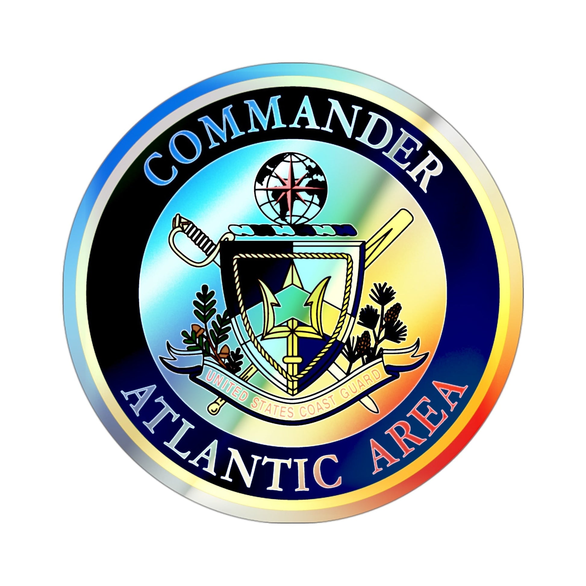 COMMANDER ATLANTIC AREA (U.S. Coast Guard) Holographic STICKER Die-Cut Vinyl Decal-3 Inch-The Sticker Space