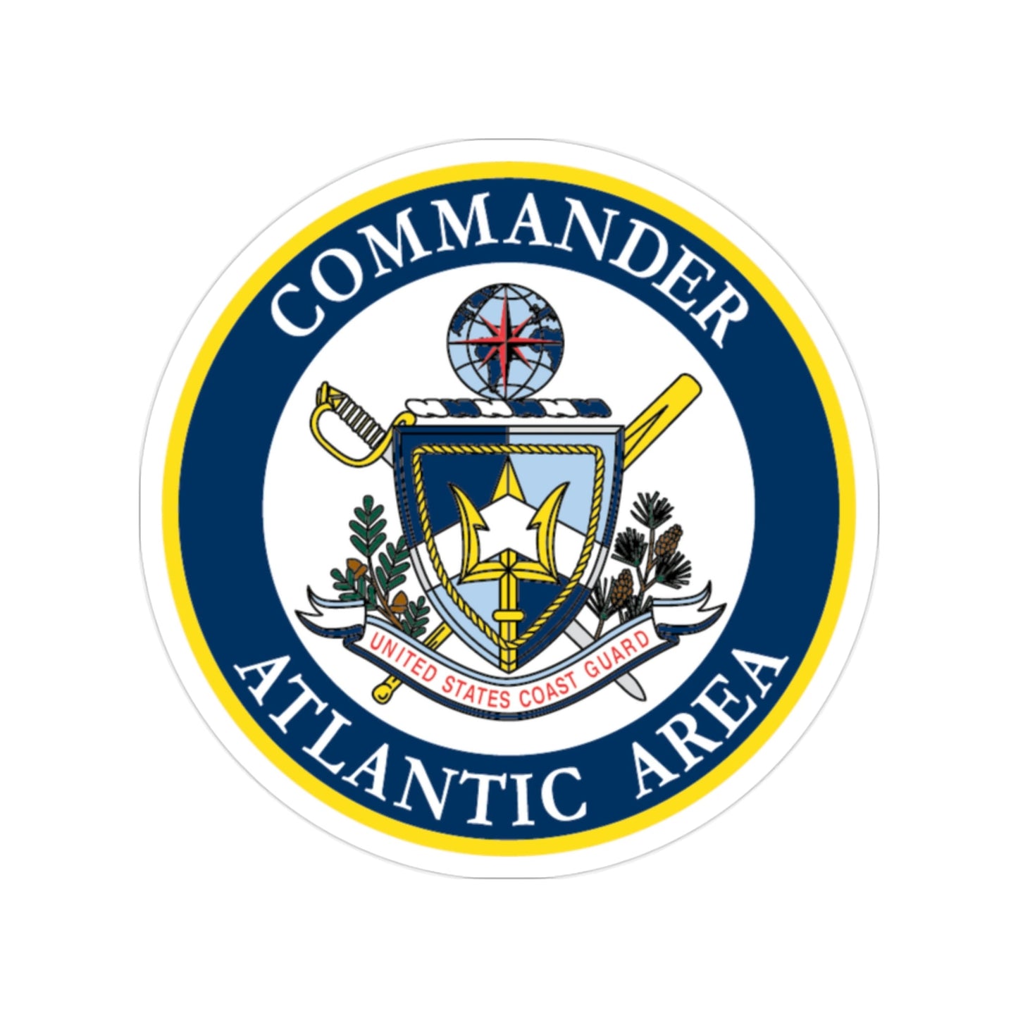 COMMANDER ATLANTIC AREA (U.S. Coast Guard) Transparent STICKER Die-Cut Vinyl Decal-2 Inch-The Sticker Space