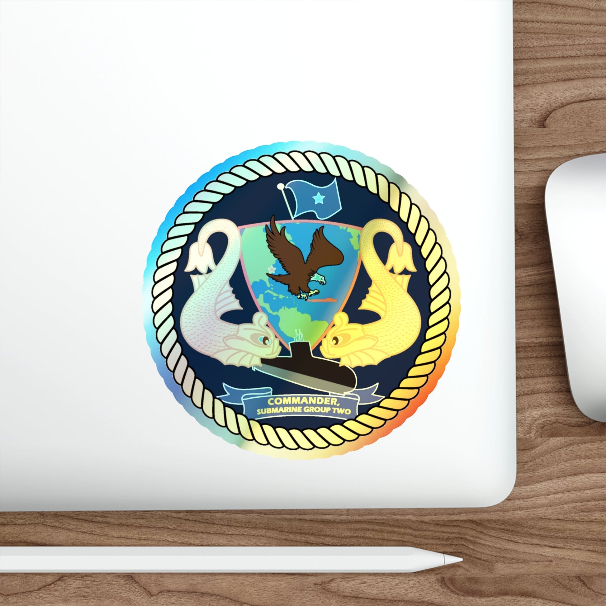 Commander Submarine Group Two (U.S. Navy) Holographic STICKER Die-Cut Vinyl Decal-The Sticker Space
