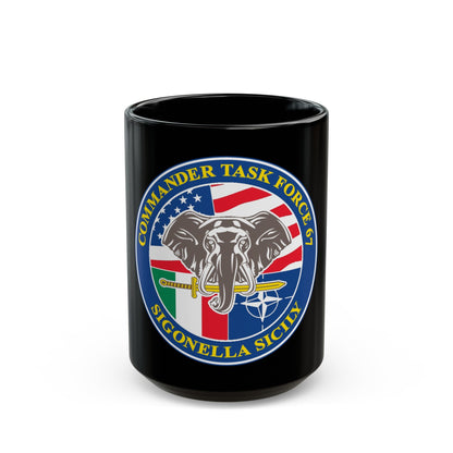 Commander Task Force 67 Sigonella Sicily CTF 67 (U.S. Navy) Black Coffee Mug-15oz-The Sticker Space
