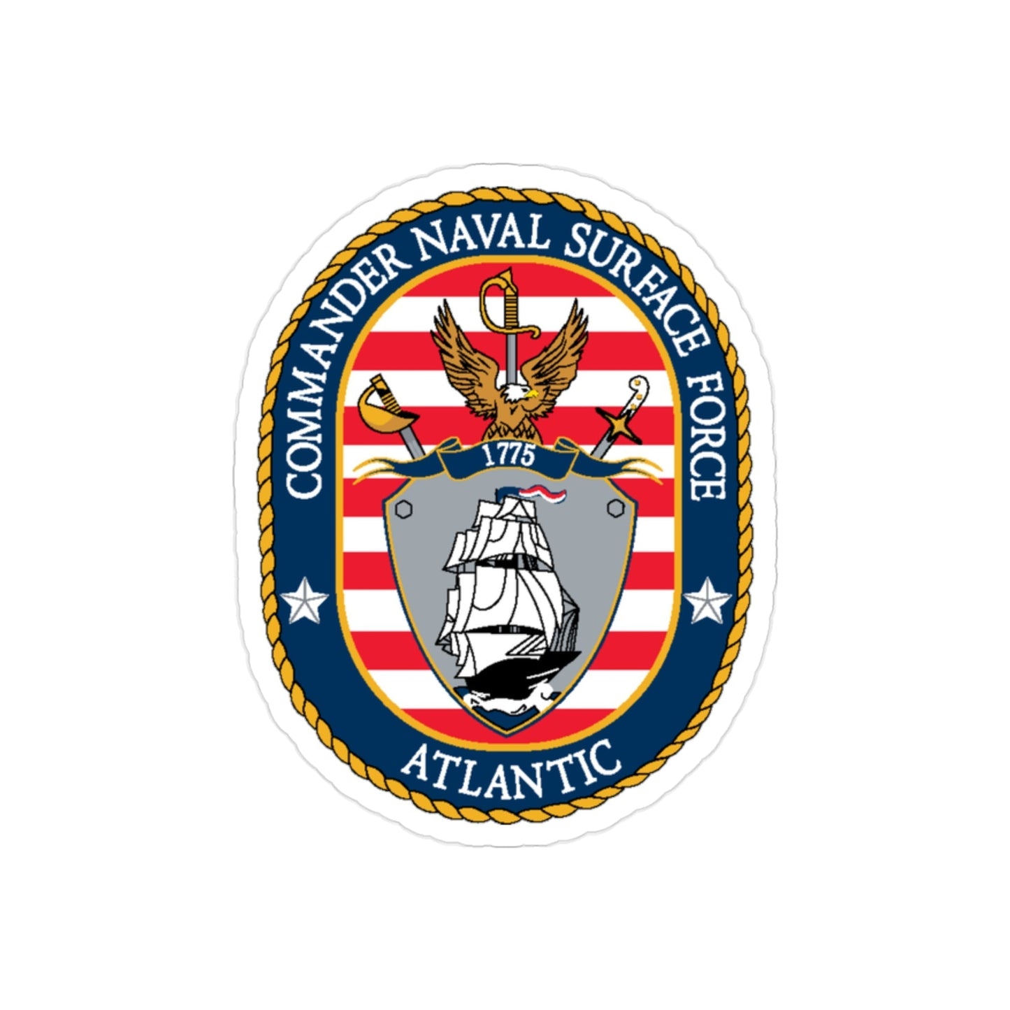 COMNAVSURFLANT N44 Commander Naval Surface Force Atlantic (U.S. Navy) Transparent STICKER Die-Cut Vinyl Decal-2 Inch-The Sticker Space