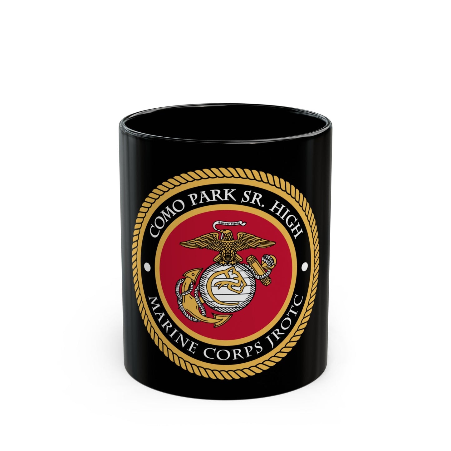Como Park Sr High Marine Corps Jrotc (USMC) Black Coffee Mug-11oz-The Sticker Space