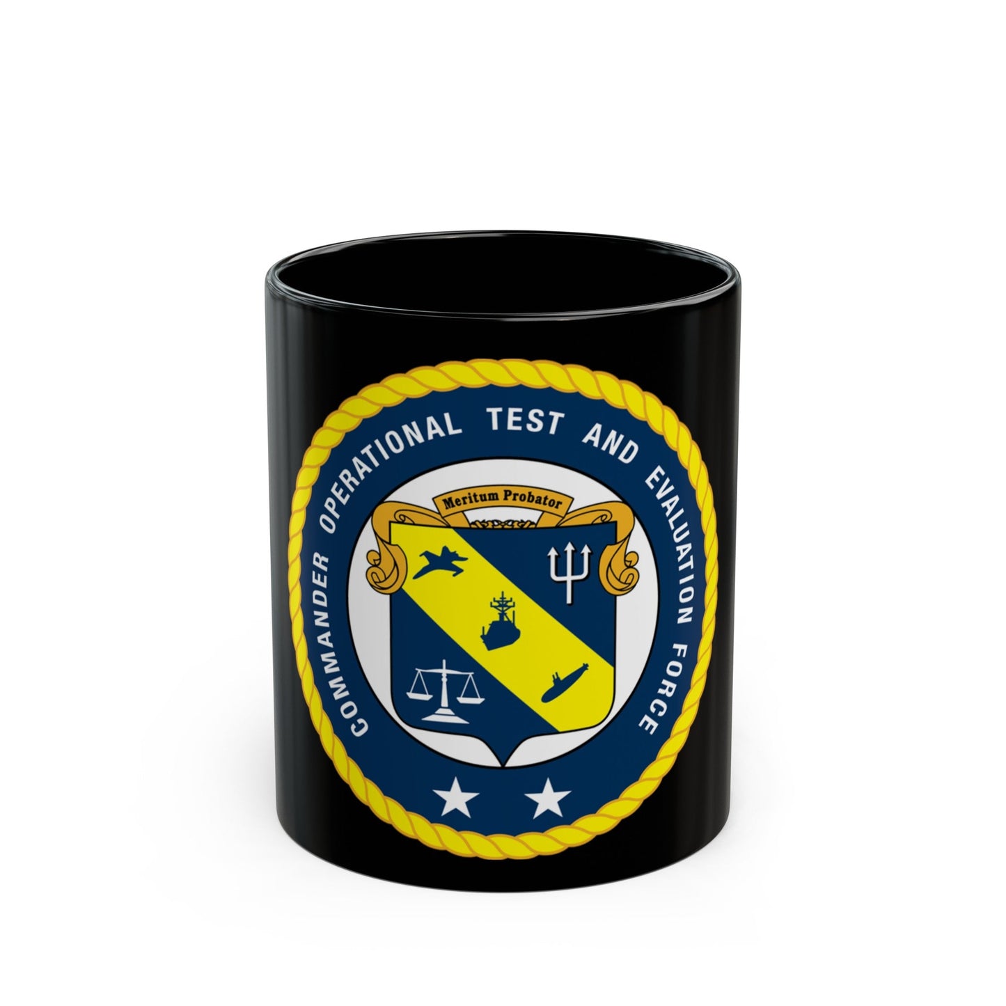 COTEF 2 Star Commander Operational Test and Evaluation Force (U.S. Navy) Black Coffee Mug-11oz-The Sticker Space