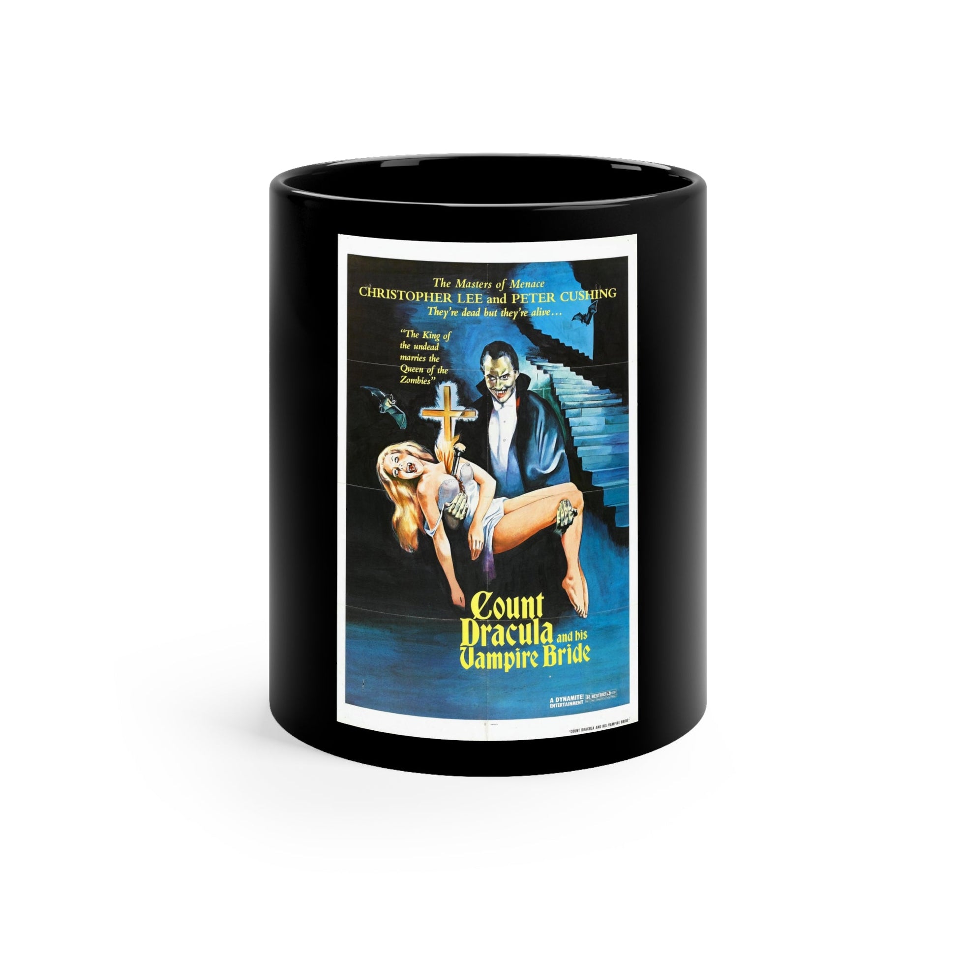 COUNT DRACULA AND HIS VAMPIRE BRIDE 1973 Movie Poster - Black Coffee Cup 11oz-11oz-The Sticker Space