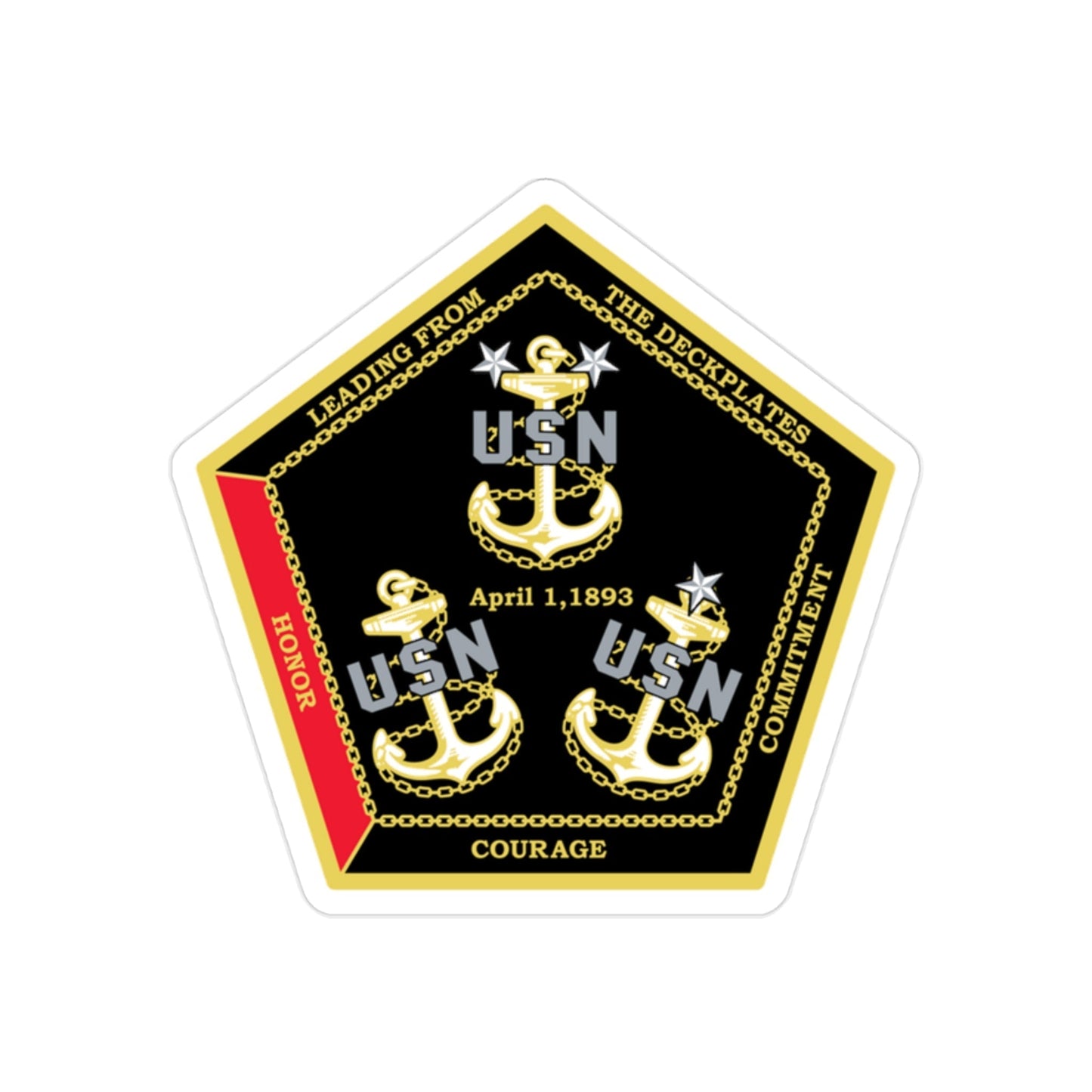 CPO Coin Octagon with 3 chiefs anchors (U.S. Navy) Transparent STICKER Die-Cut Vinyl Decal-2 Inch-The Sticker Space