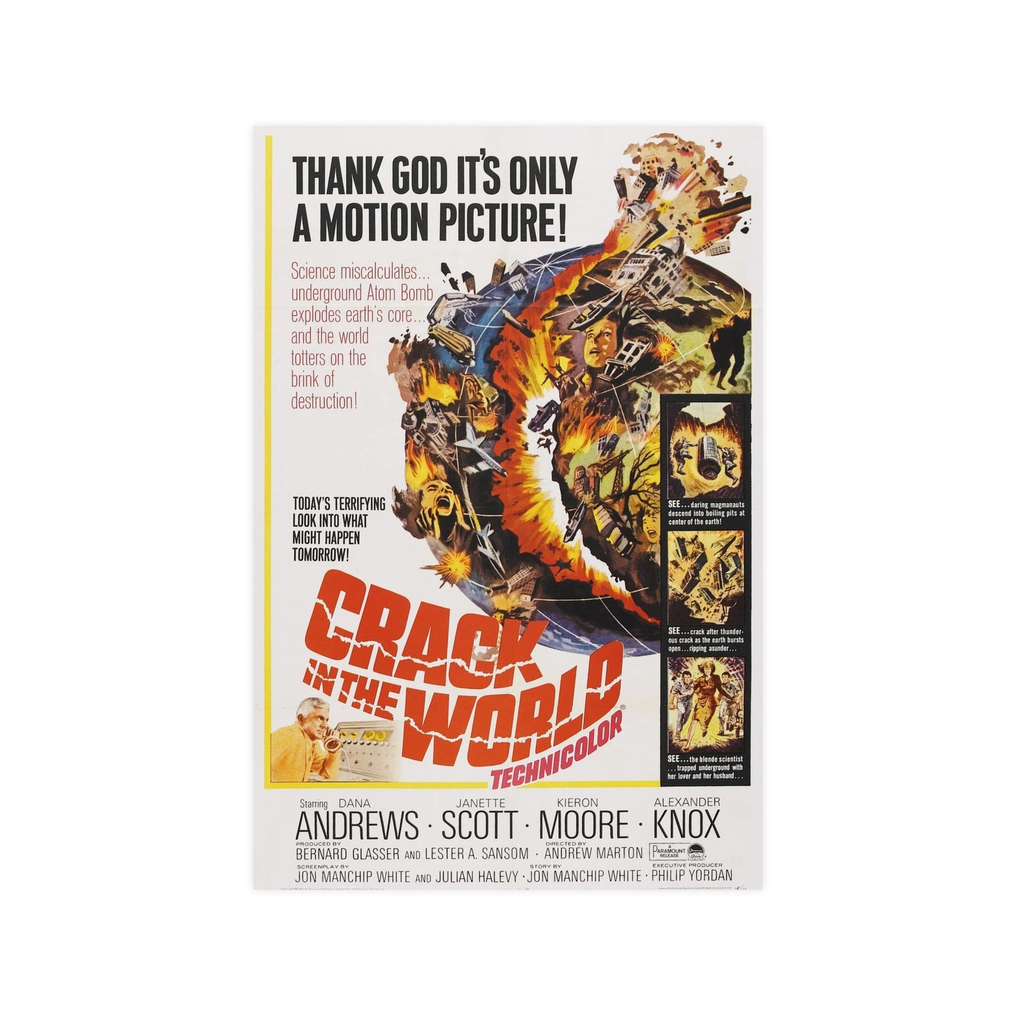 CRACK IN THE WORLD 1960 - Paper Movie Poster-12″ x 18″ (Vertical)-The Sticker Space