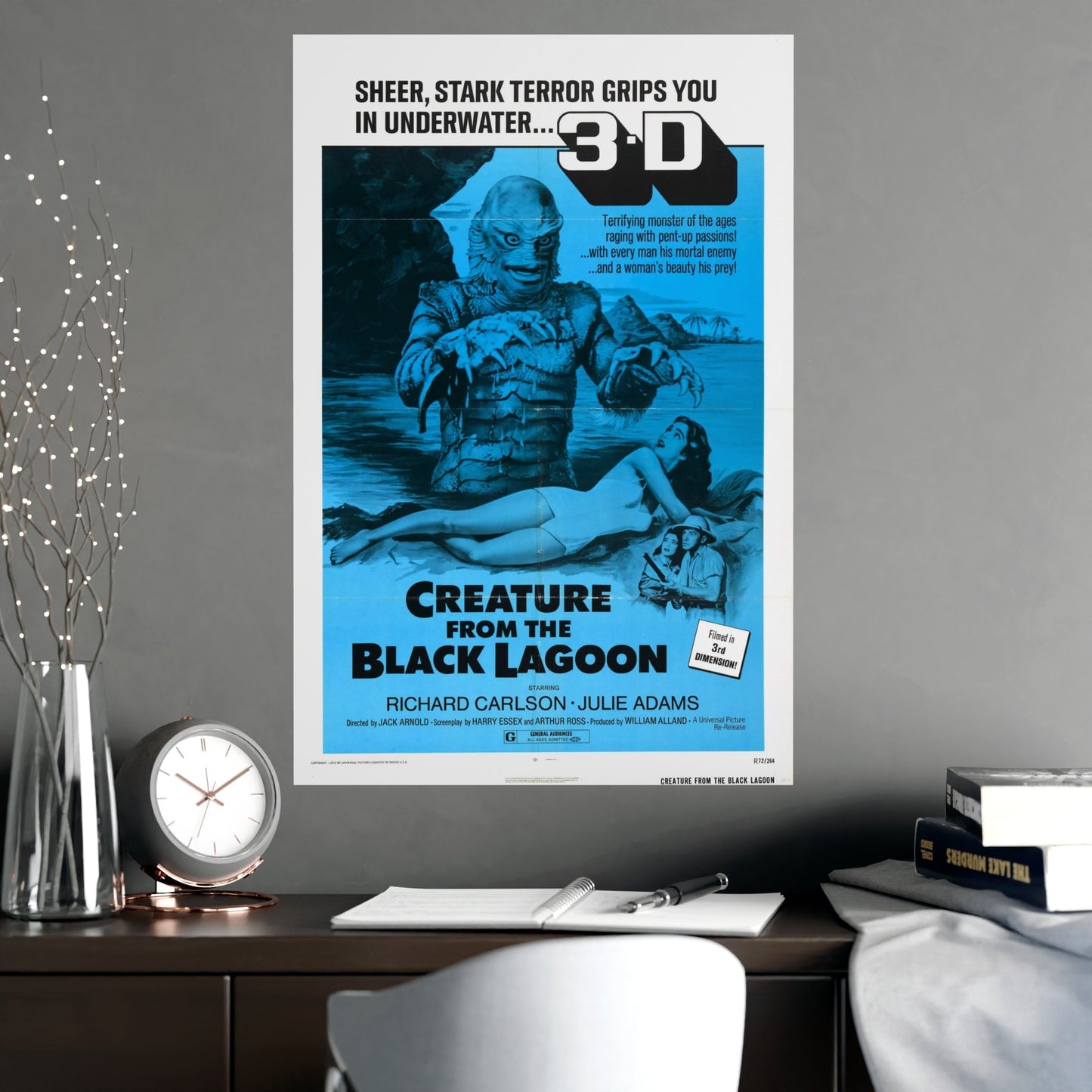 CREATURE FROM THE BLACK LAGOON (4) 1954 - Paper Movie Poster-The Sticker Space