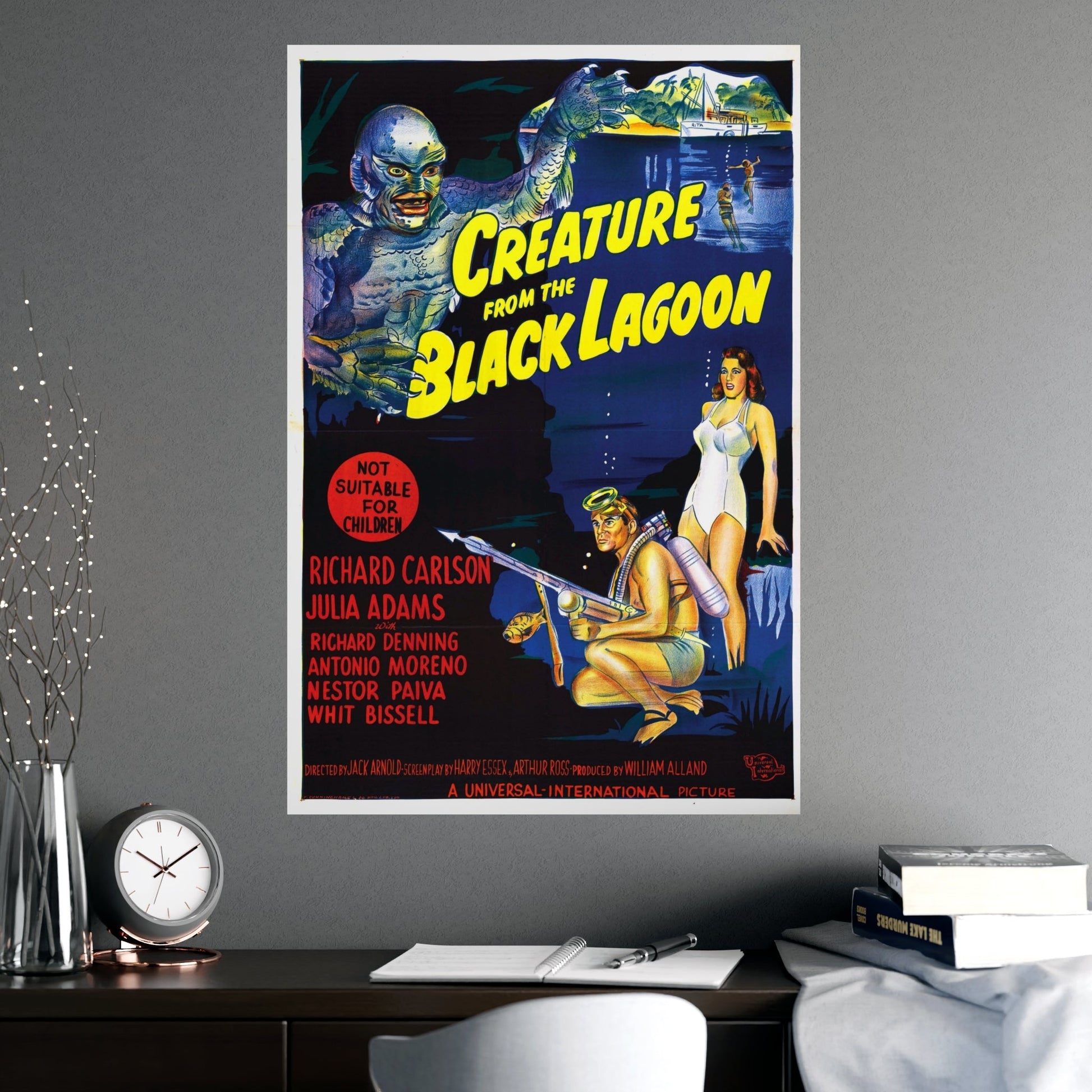 CREATURE FROM THE BLACK LAGOON (9) 1954 - Paper Movie Poster-The Sticker Space
