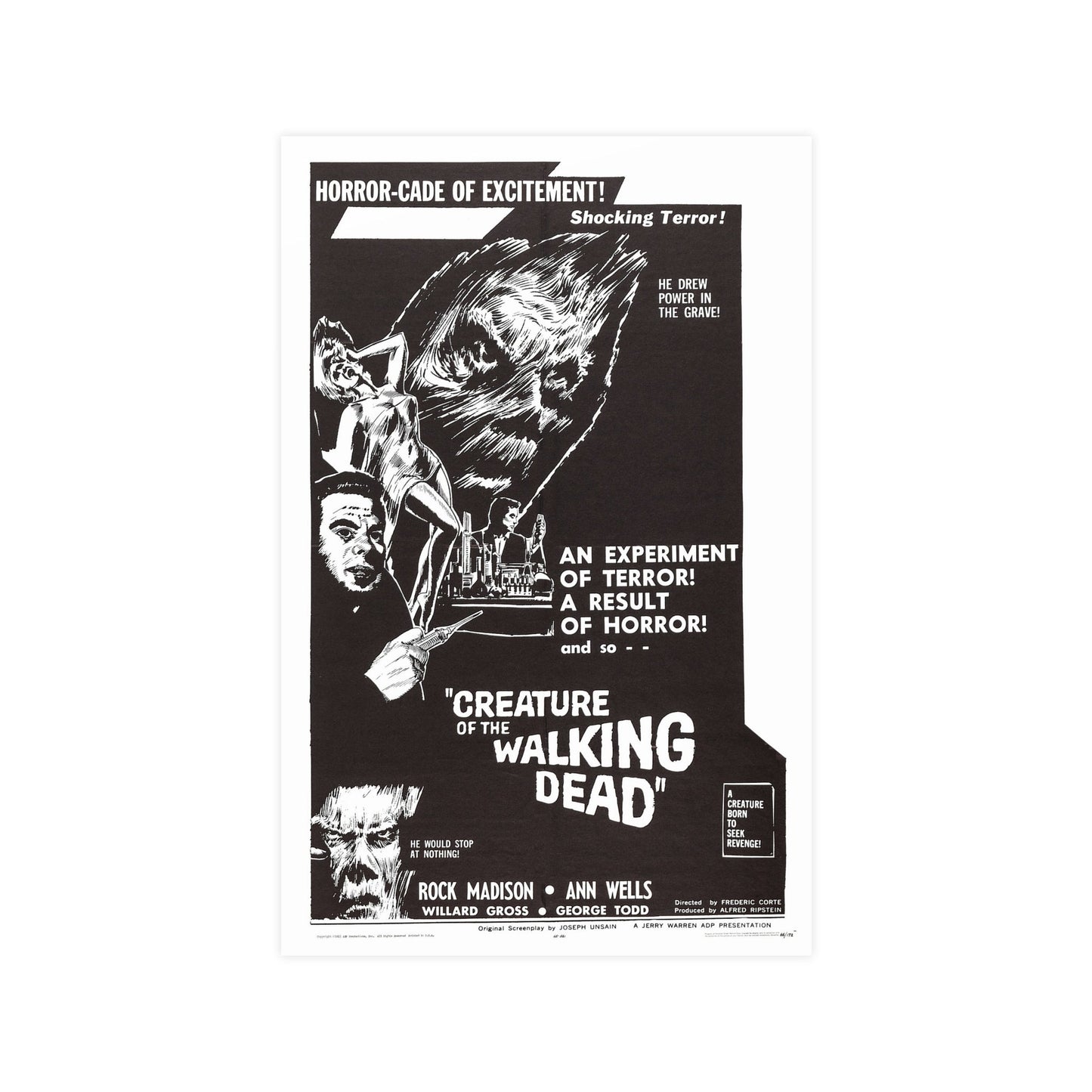 CREATURE OF THE WALKING DEAD 1965 - Paper Movie Poster-11″ x 17″ (Vertical)-The Sticker Space