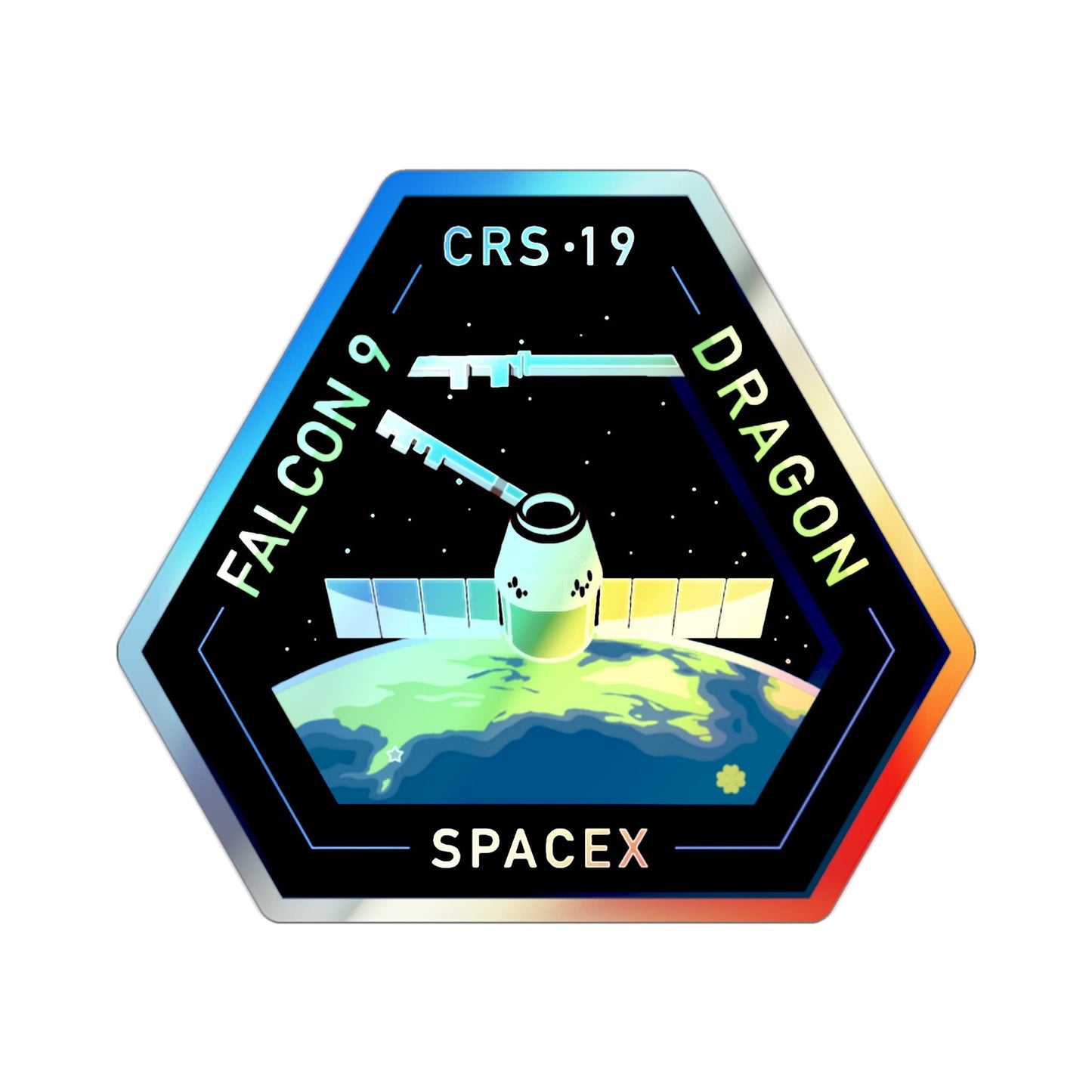 CRS-19 v2 (SpaceX) Holographic STICKER Die-Cut Vinyl Decal-2 Inch-The Sticker Space