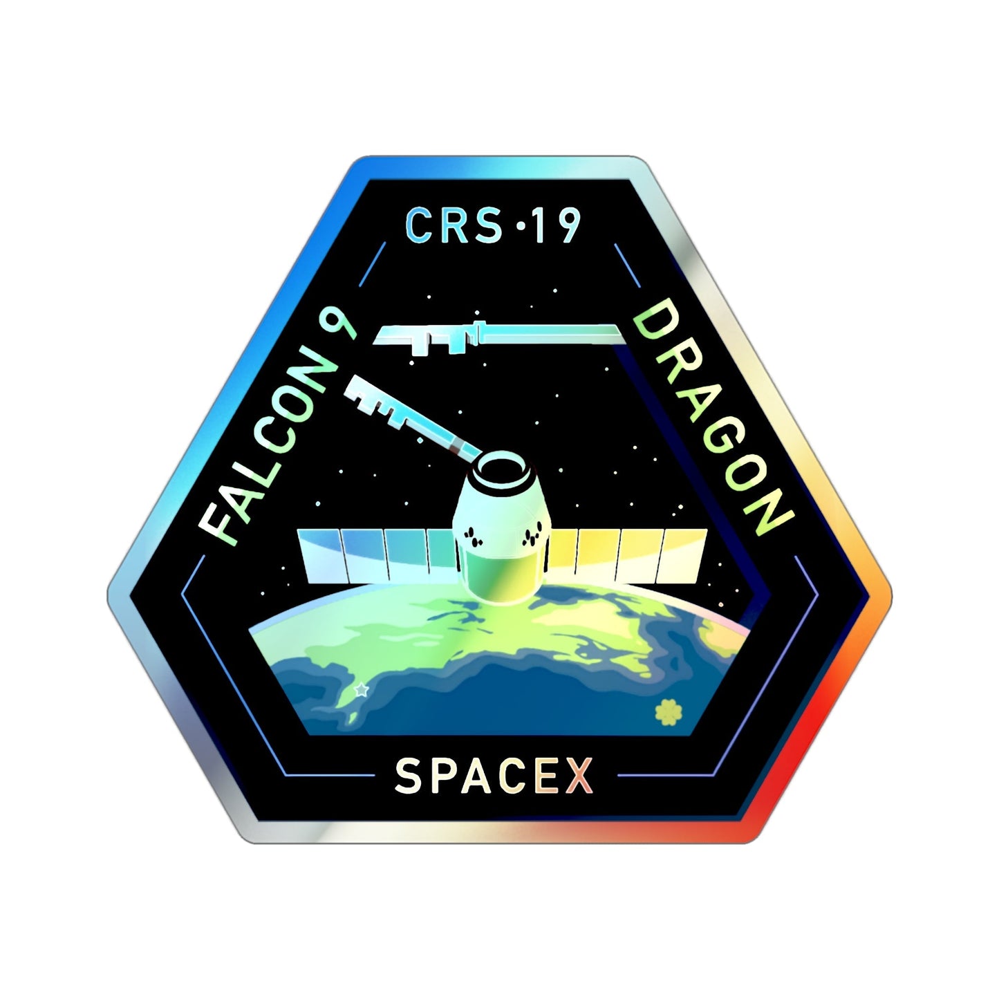 CRS-19 v2 (SpaceX) Holographic STICKER Die-Cut Vinyl Decal-3 Inch-The Sticker Space
