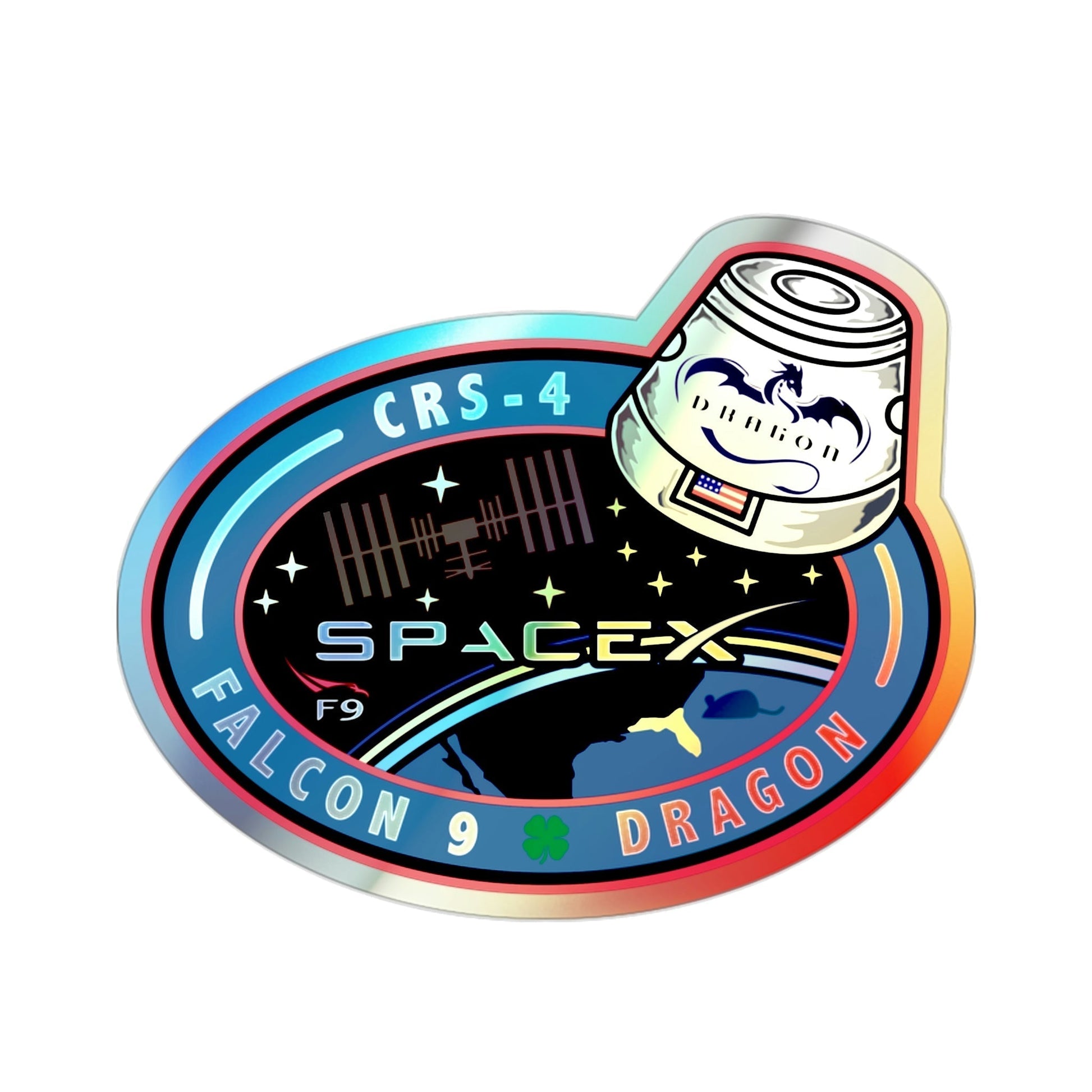 CRS-4 (SpaceX) Holographic STICKER Die-Cut Vinyl Decal-2 Inch-The Sticker Space