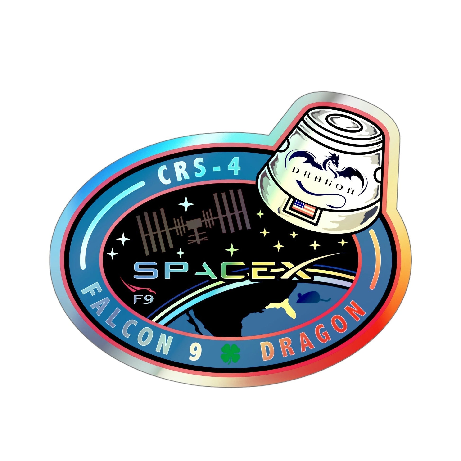 CRS-4 (SpaceX) Holographic STICKER Die-Cut Vinyl Decal-5 Inch-The Sticker Space