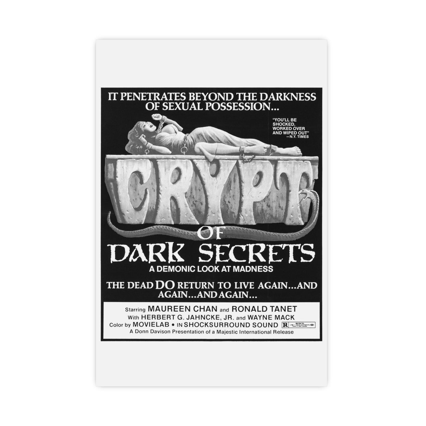 CRYPT OF DARK SECRETS 1976 - Paper Movie Poster-16″ x 24″ (Vertical)-The Sticker Space