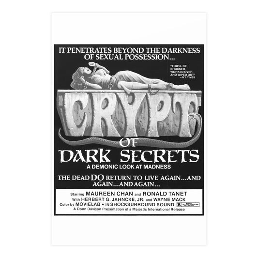 CRYPT OF DARK SECRETS 1976 - Paper Movie Poster-24″ x 36″ (Vertical)-The Sticker Space
